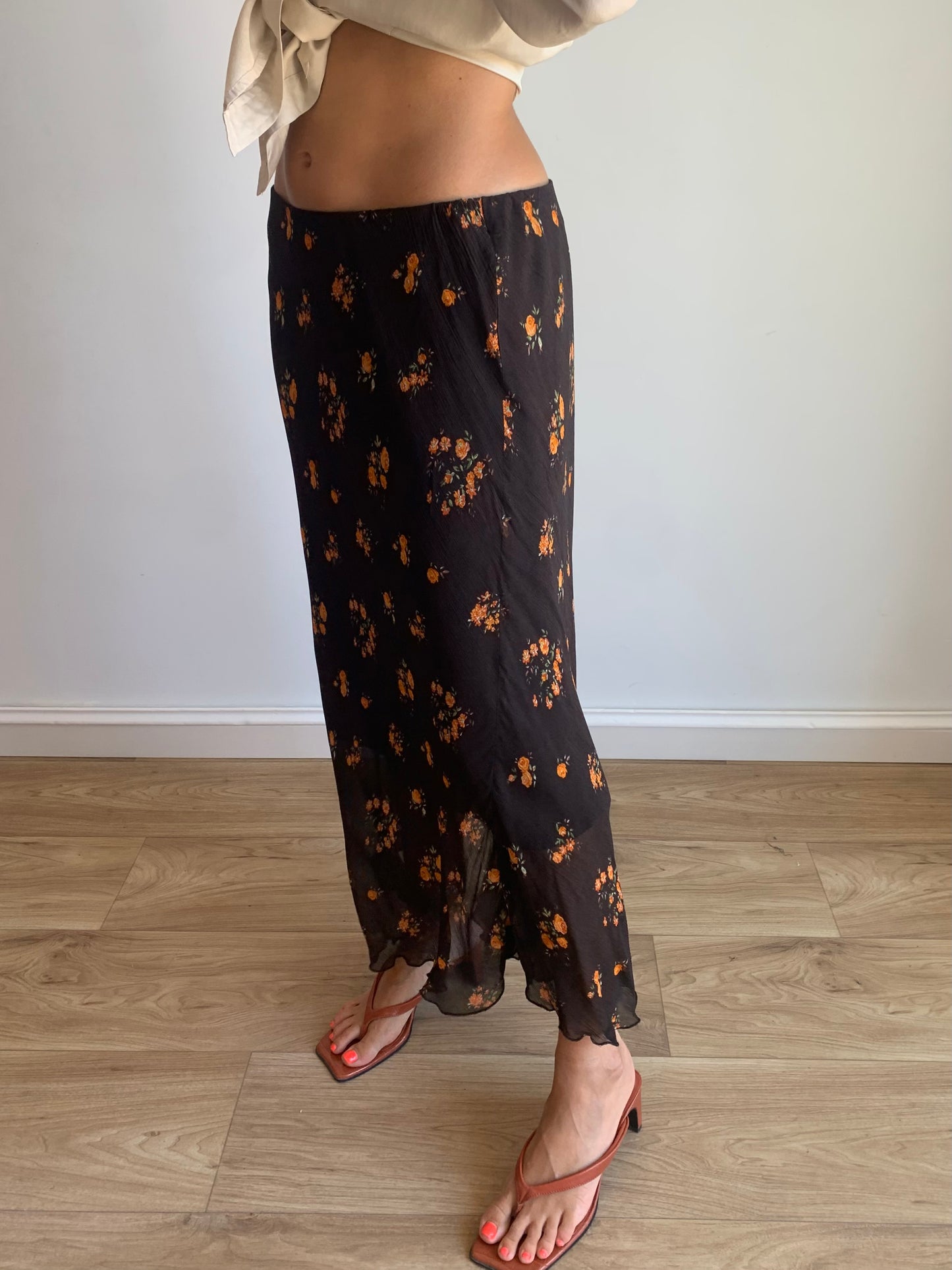 Flower midi skirt