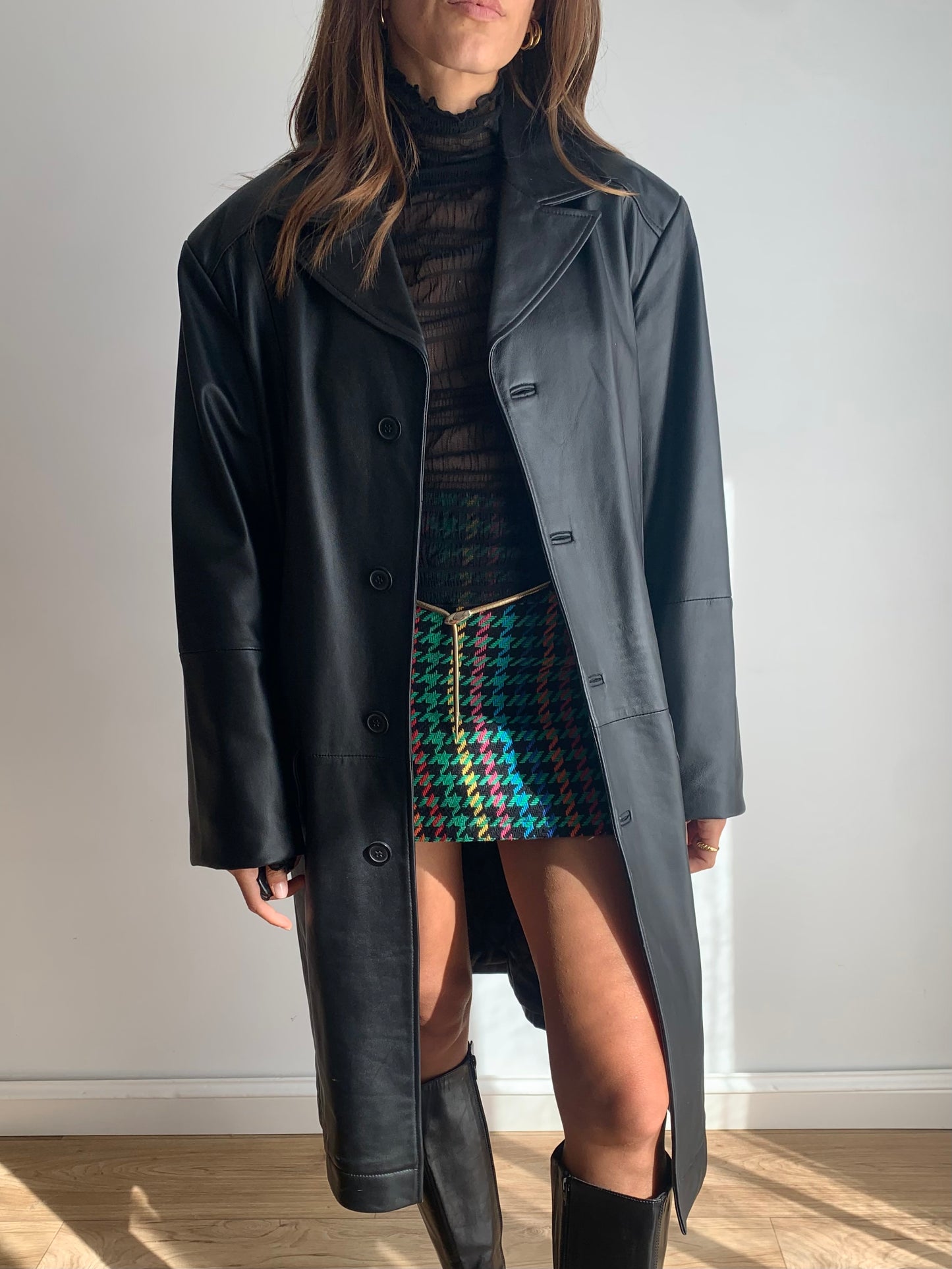 Leather trench coat
