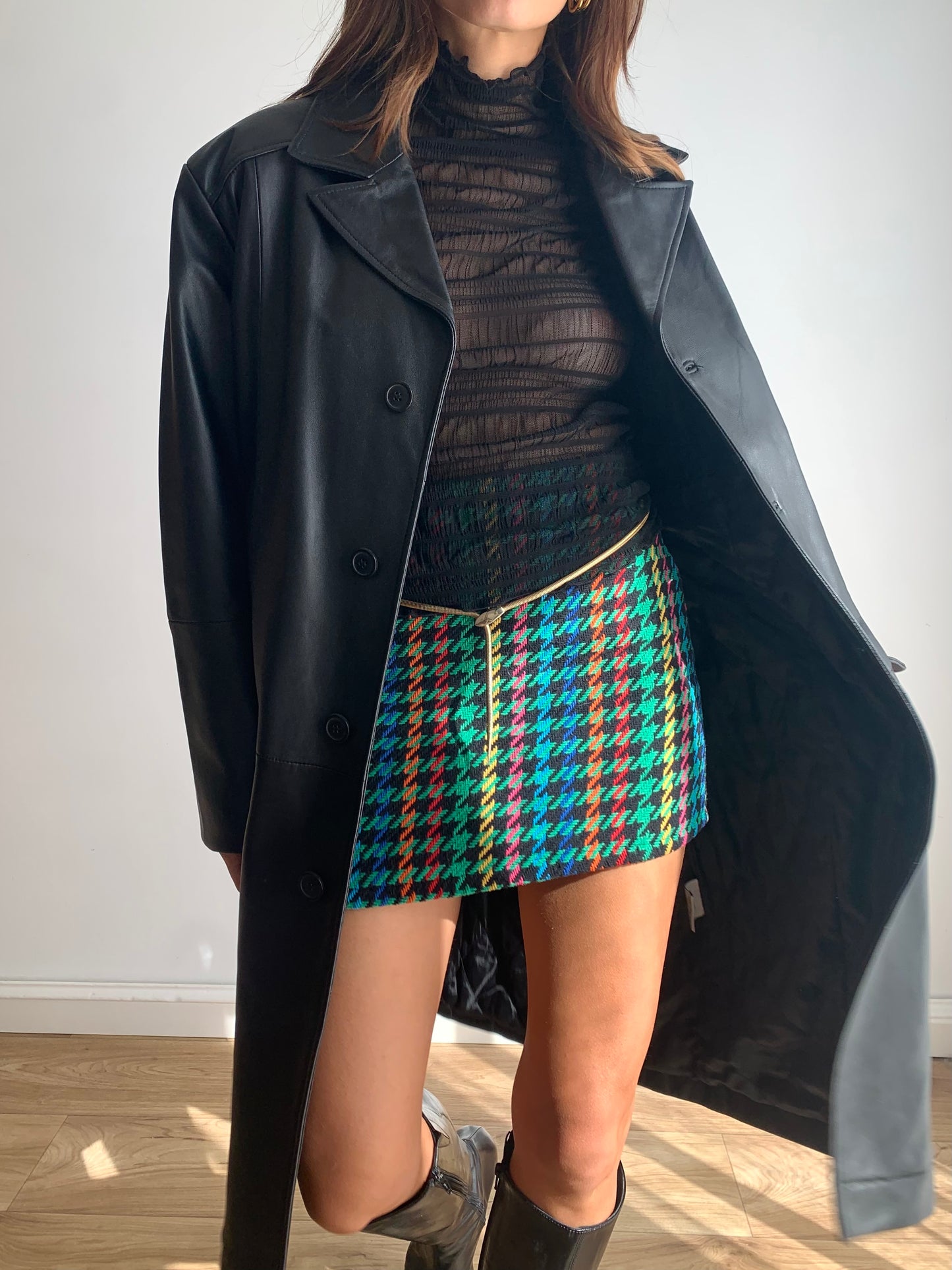 Leather trench coat