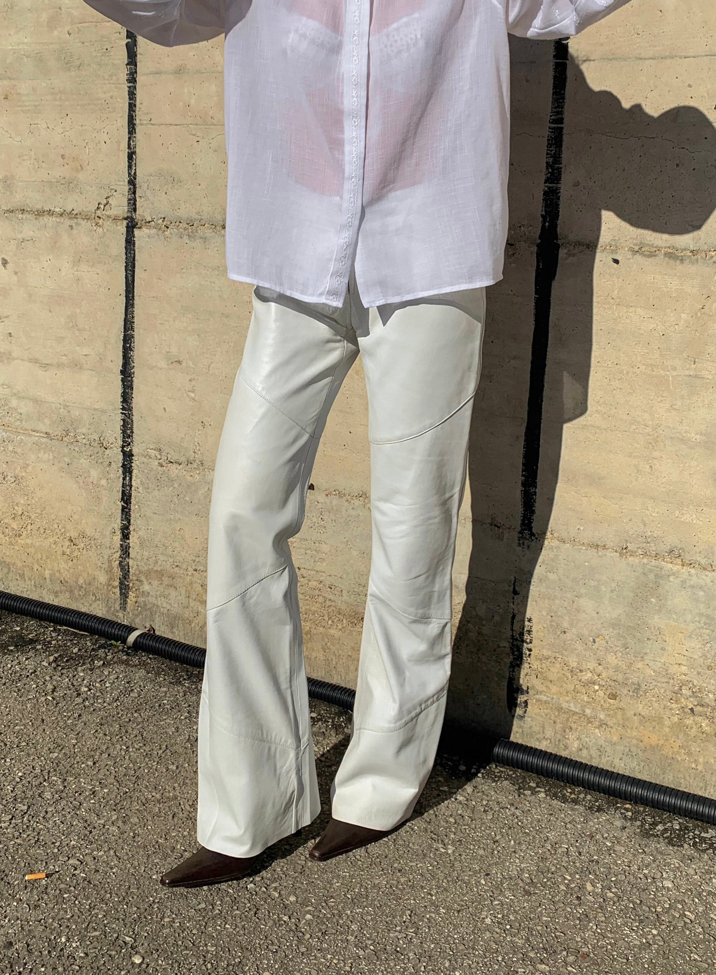 Vintage latte leather pant