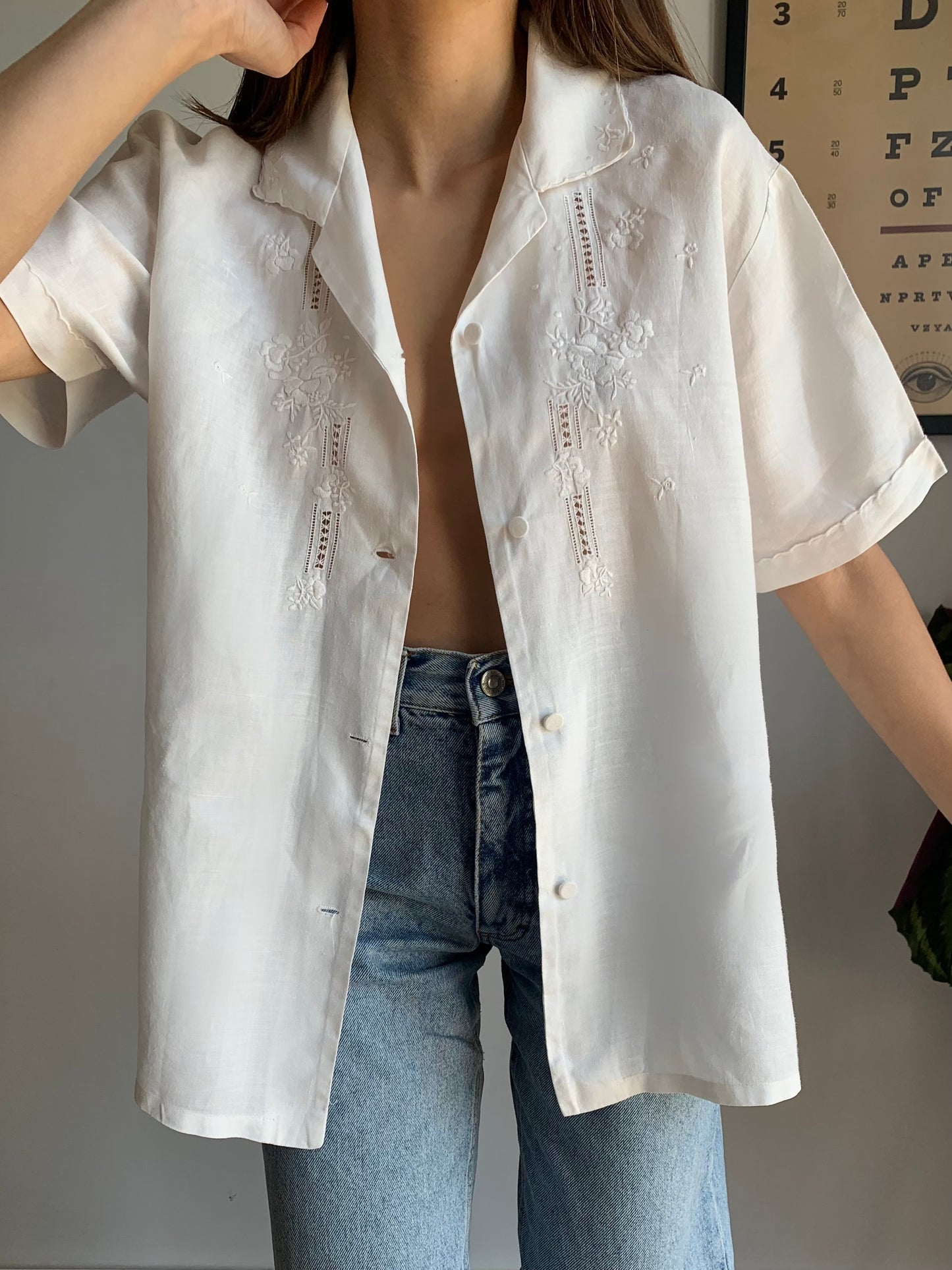 Pure linen embroidered shirt