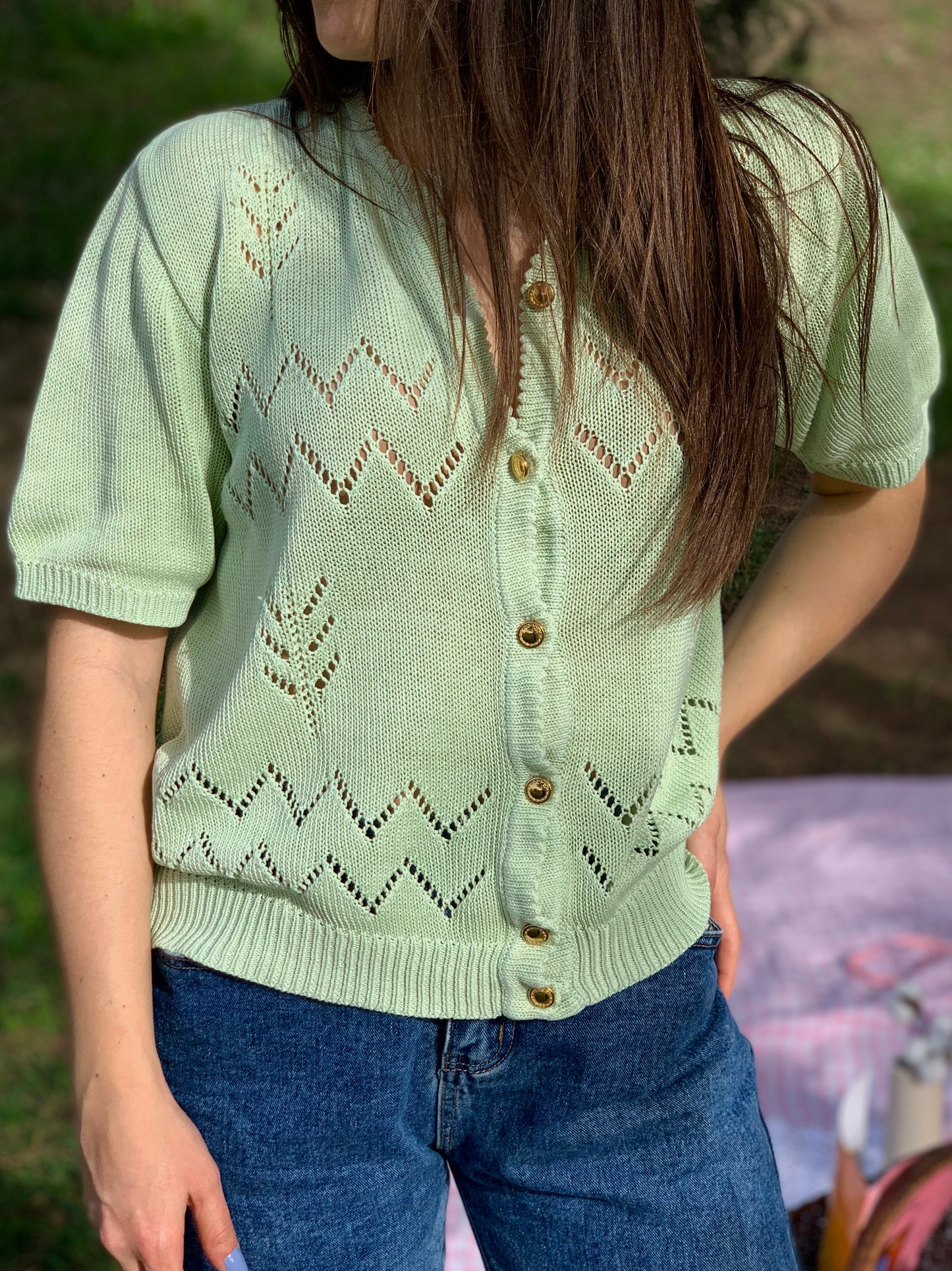 Vintage mint green lace top
