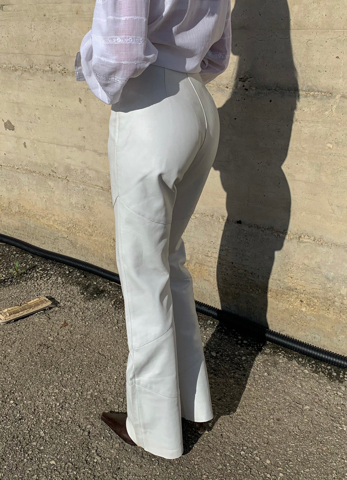 Vintage latte leather pant