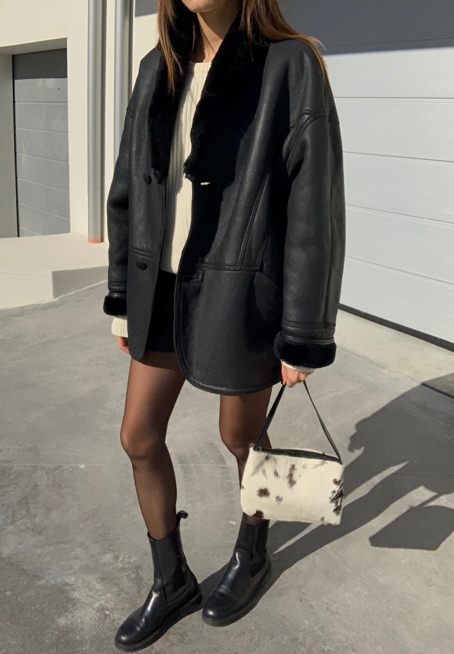 Vintage black Shearling coat
