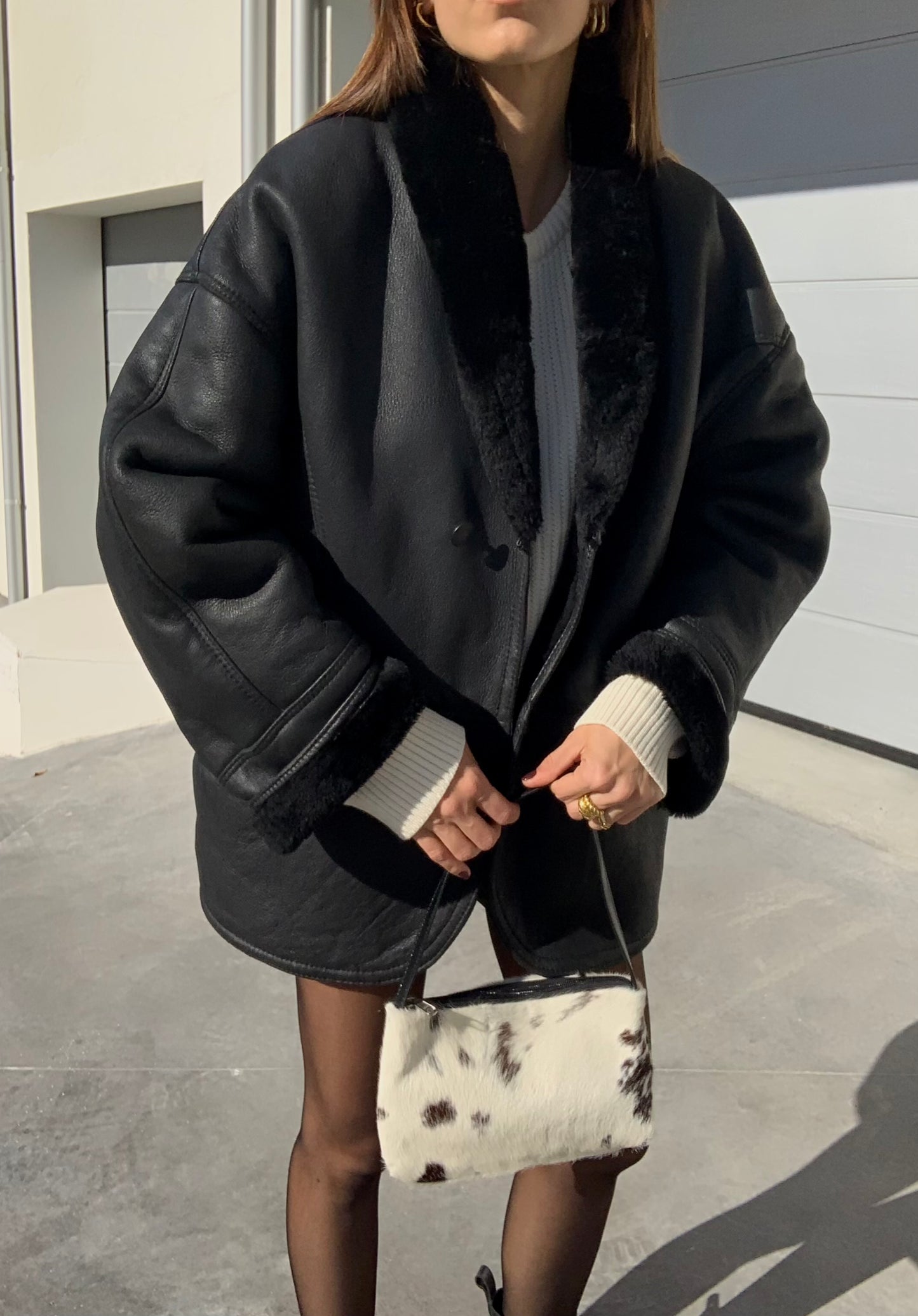 Vintage black Shearling coat