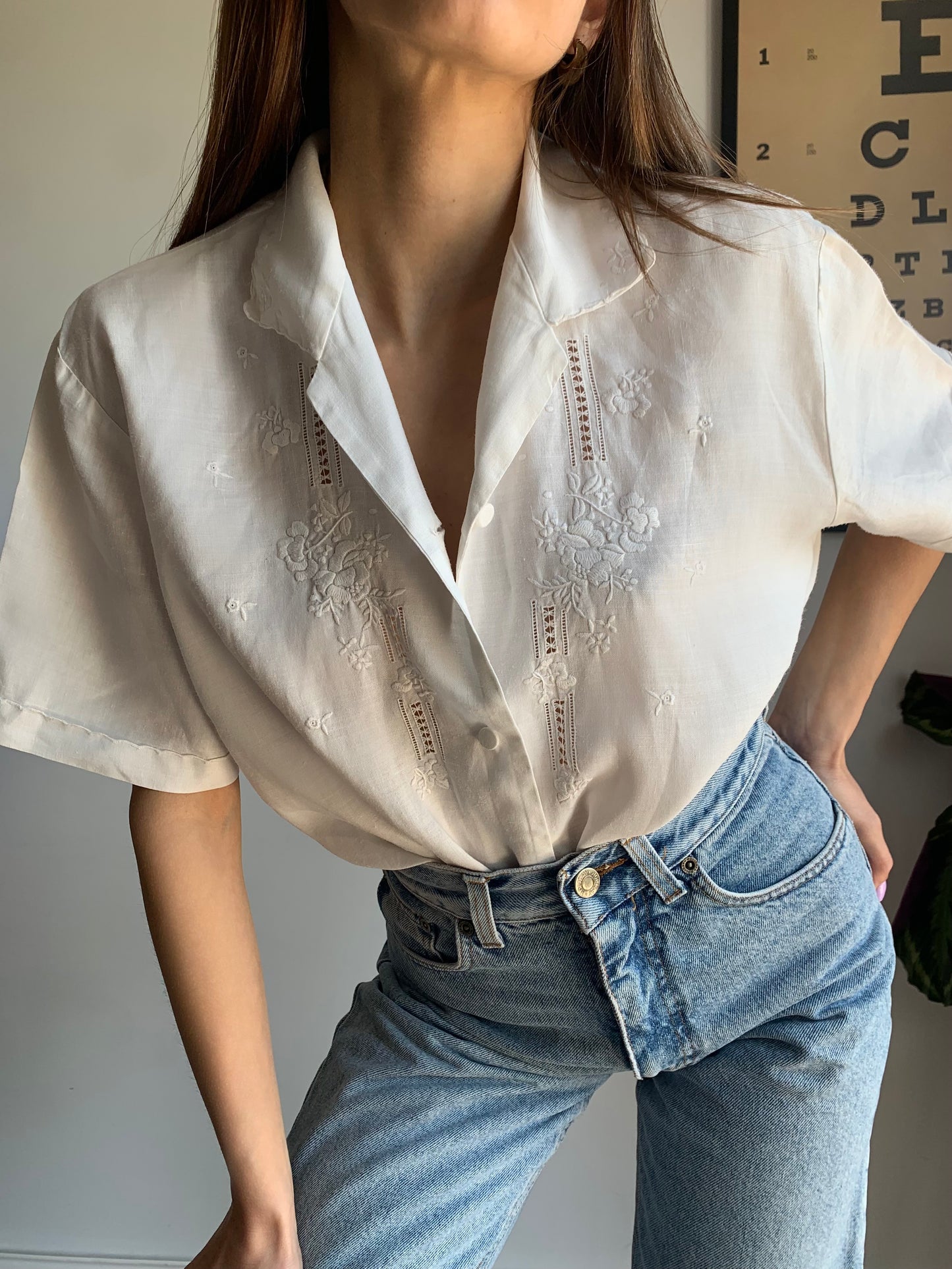 Pure linen embroidered shirt
