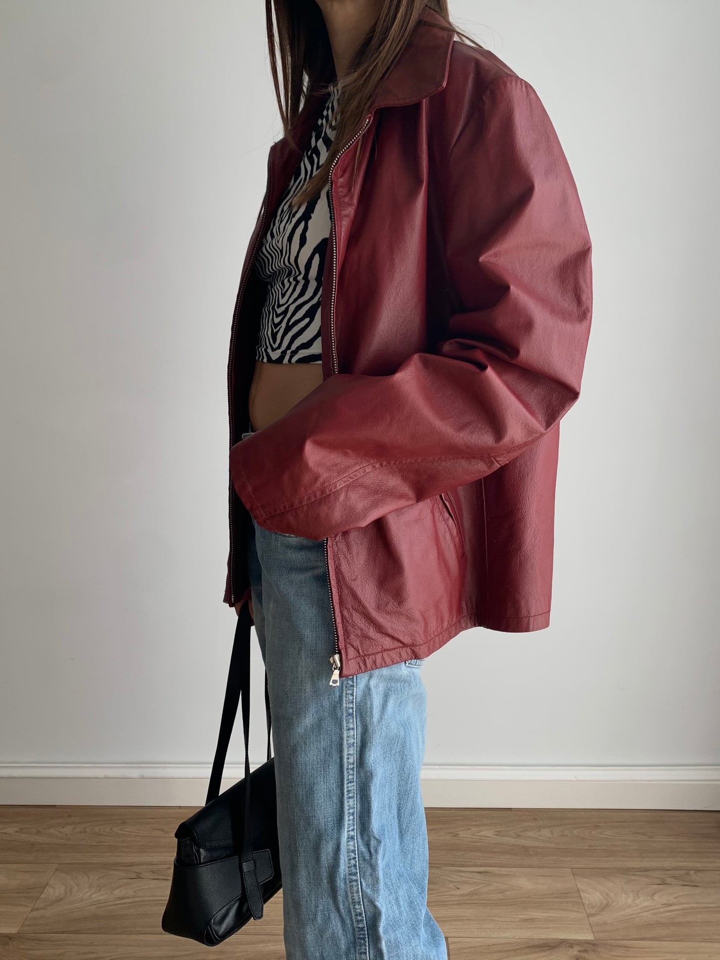 Burgundy leather jacket