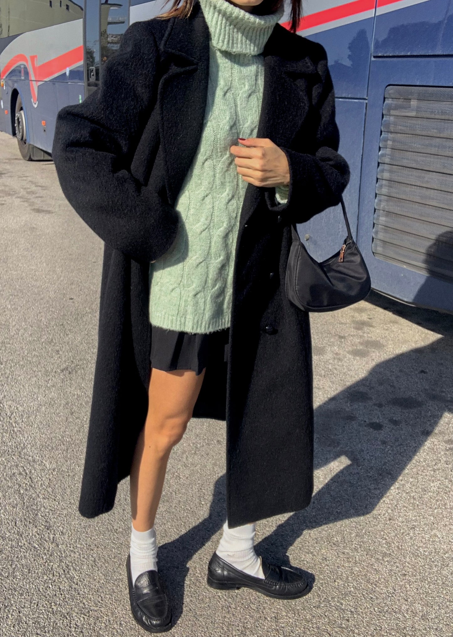 Vintage double-breasted black coat