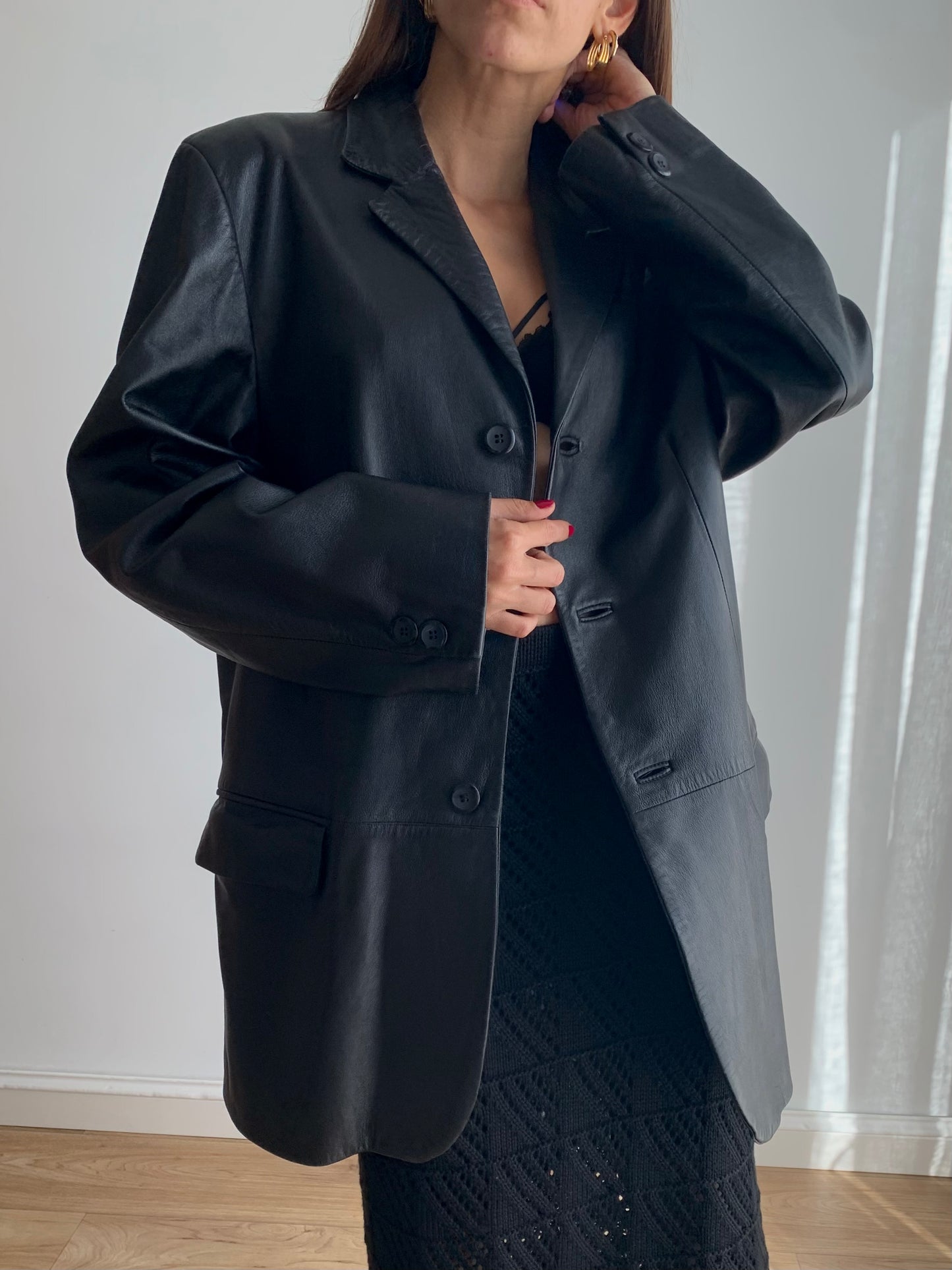 Oversized leather blazer