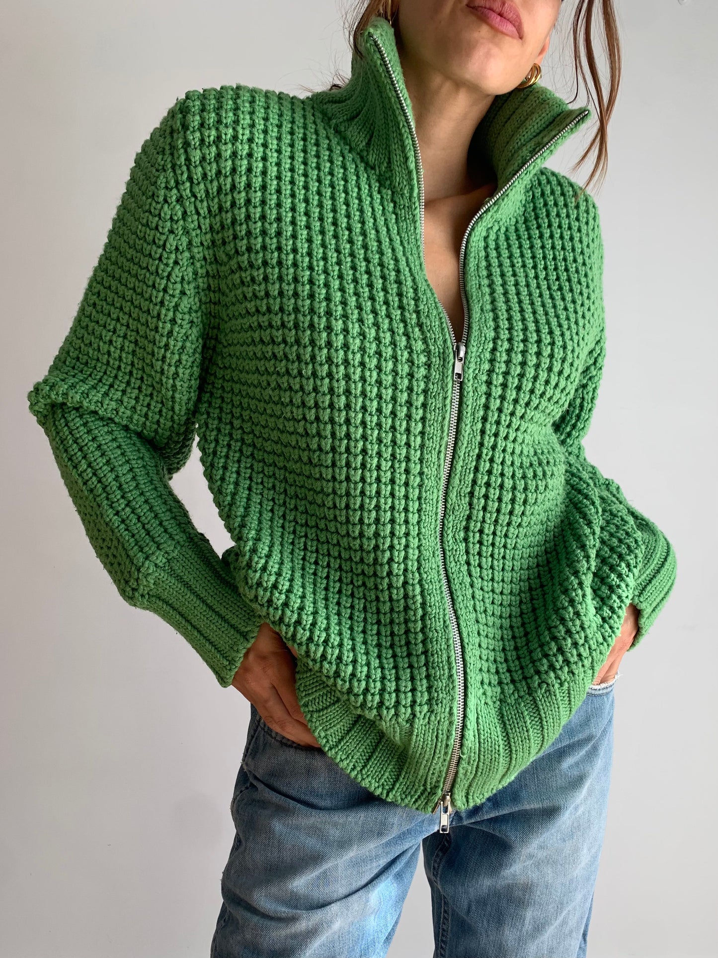 Crochet green jumper