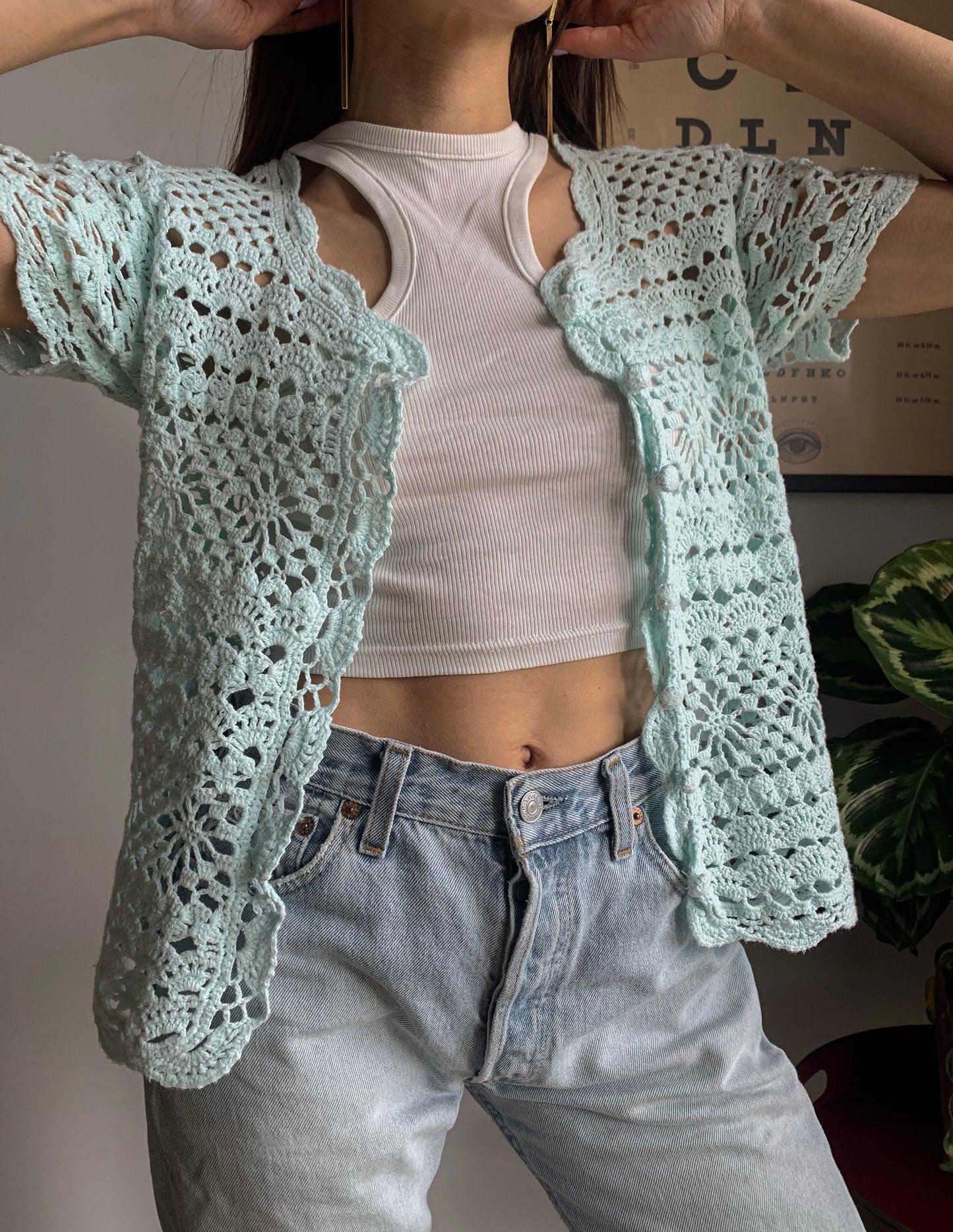 Sky blue crochet top