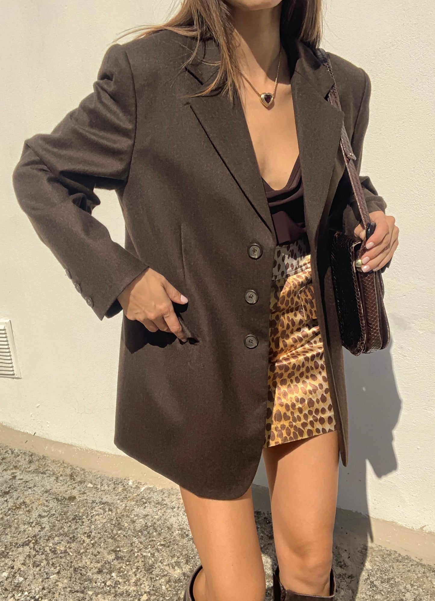 Vintage pure new wool choco blazer