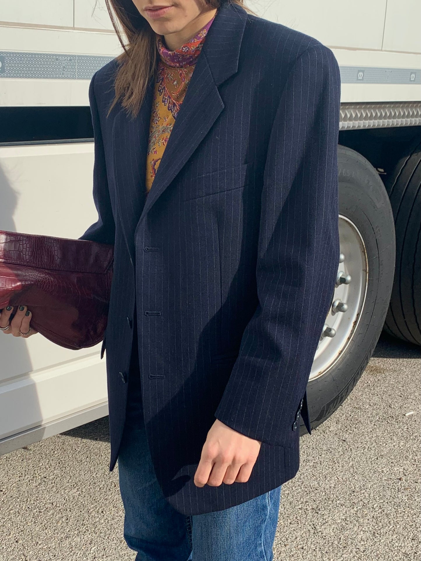 Gessato navy blazer