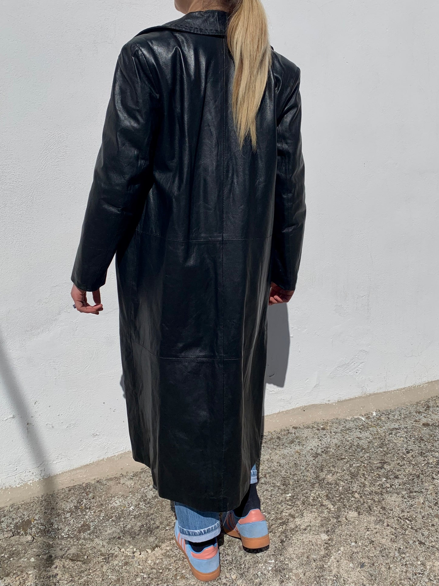 Vintage x-long leather trench coat