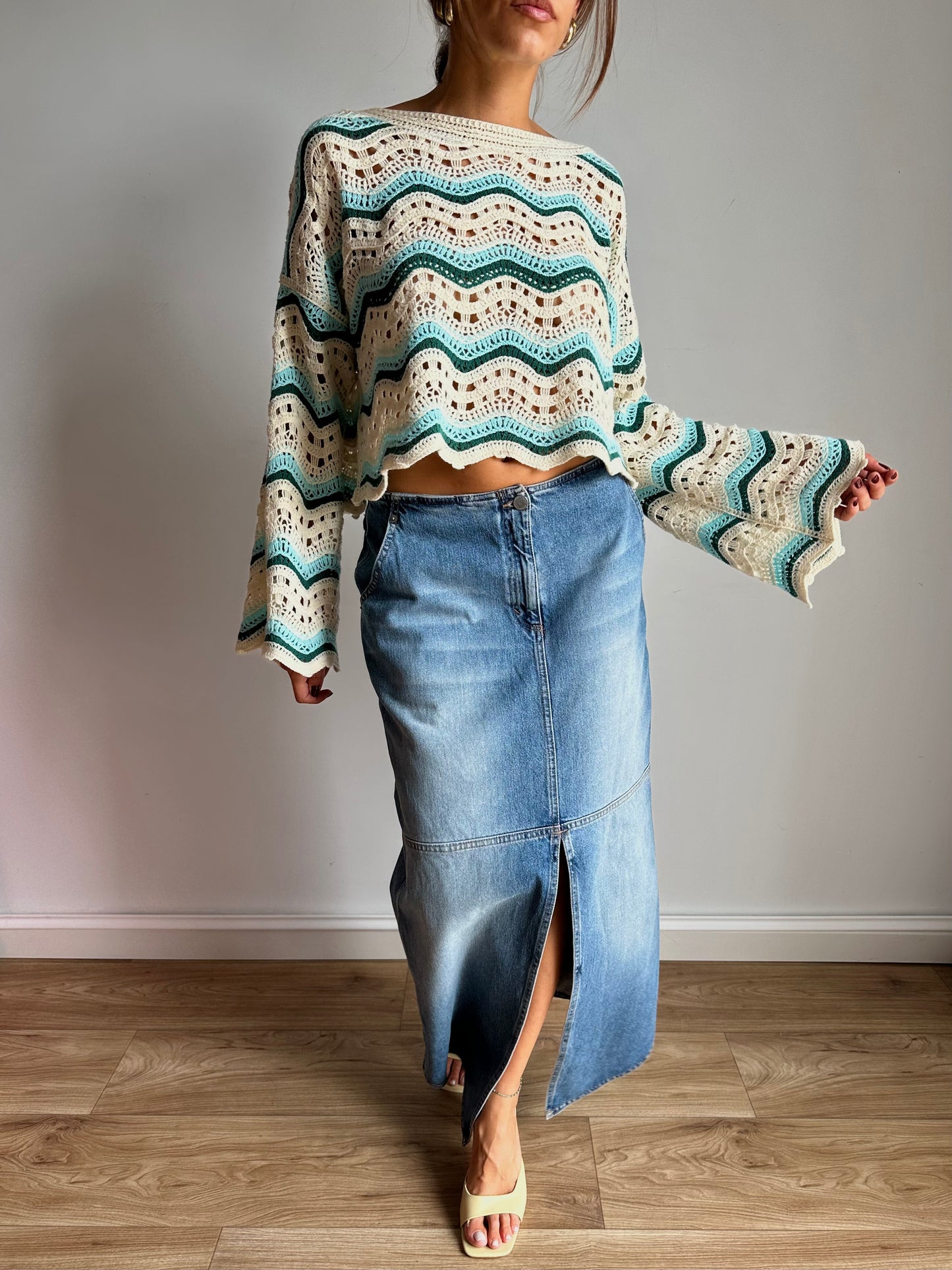 Denim maxi skirt