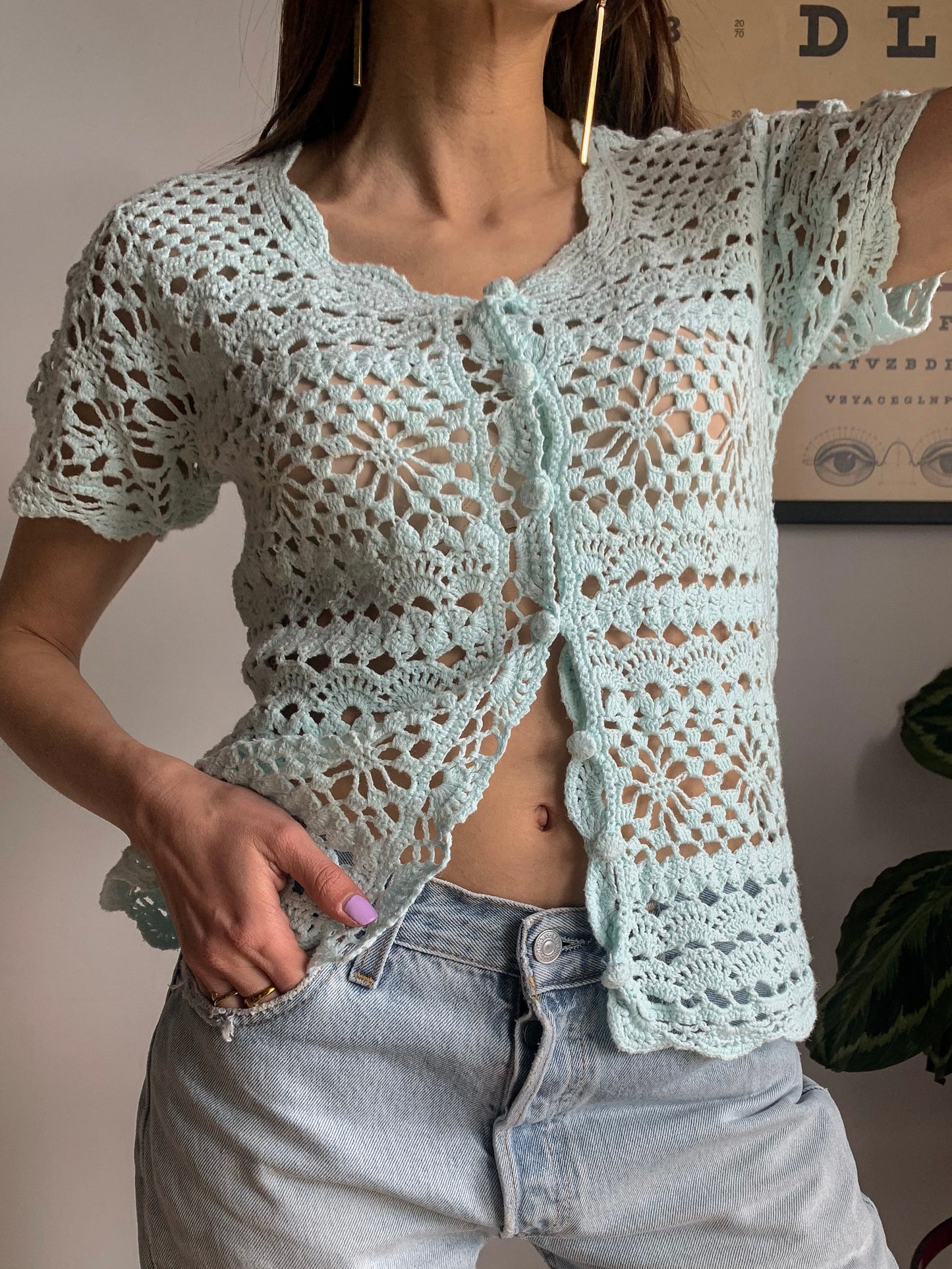 Sky blue crochet top