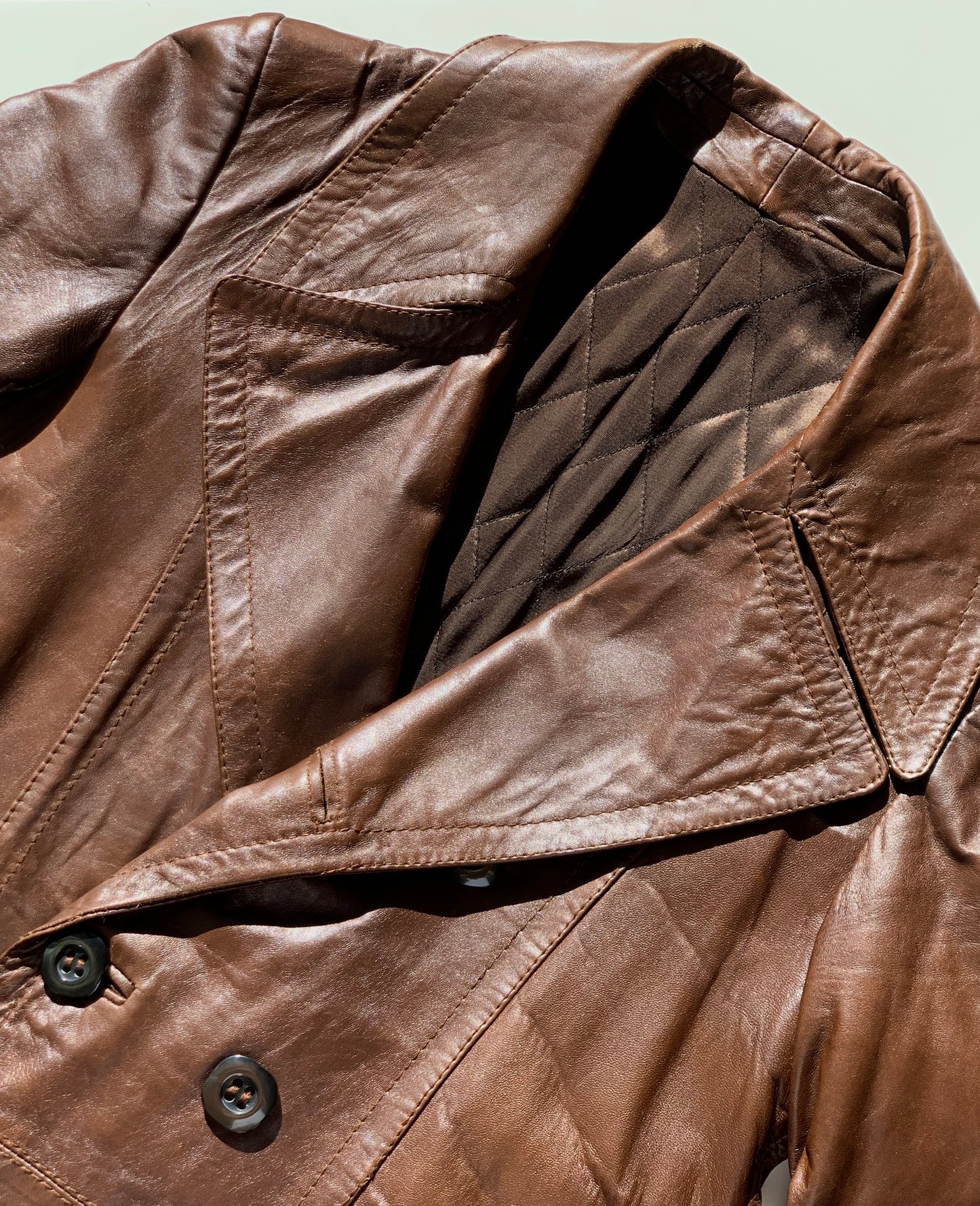 Vintage double-breasted leather trench coat