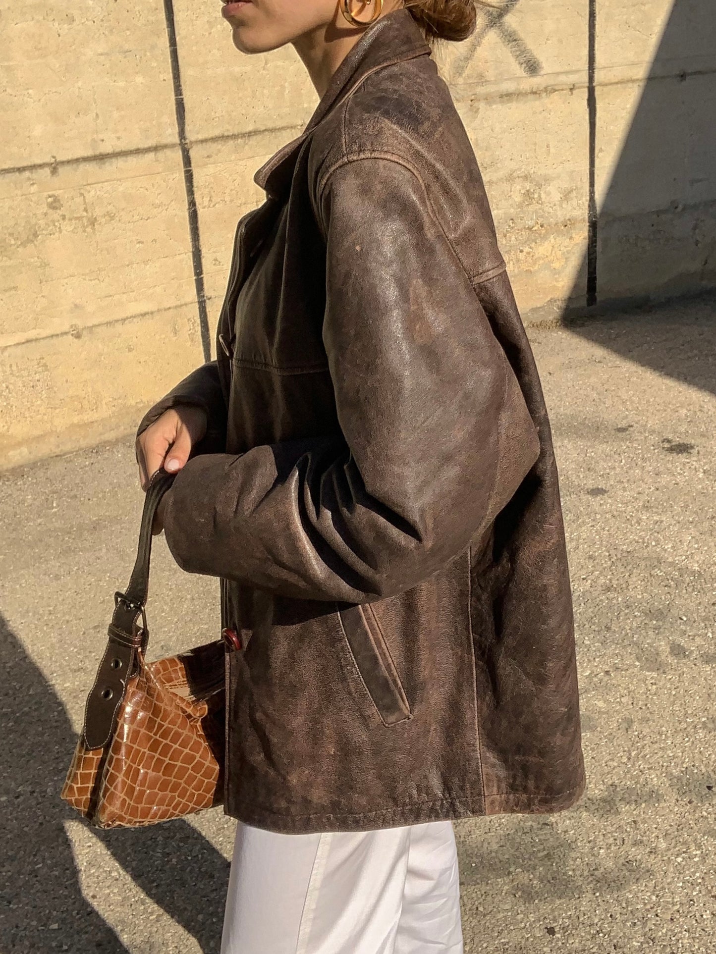 Vintage distressed leather jacket