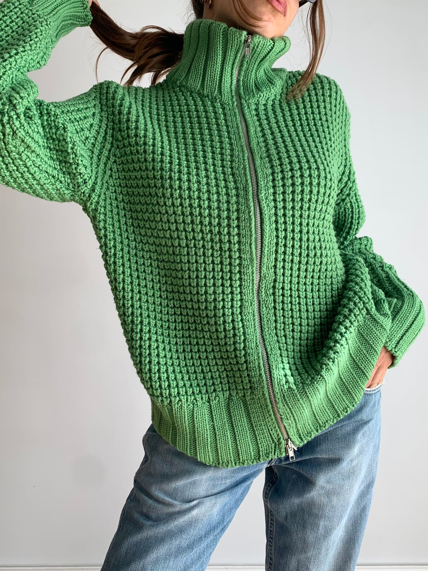Crochet green jumper