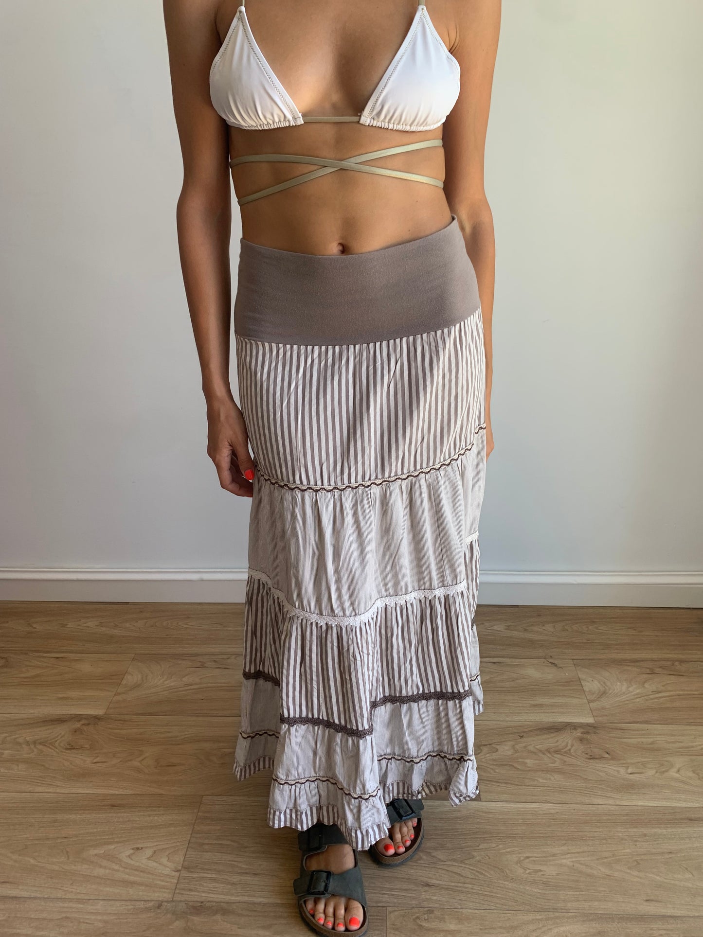 Tiered striped skirt