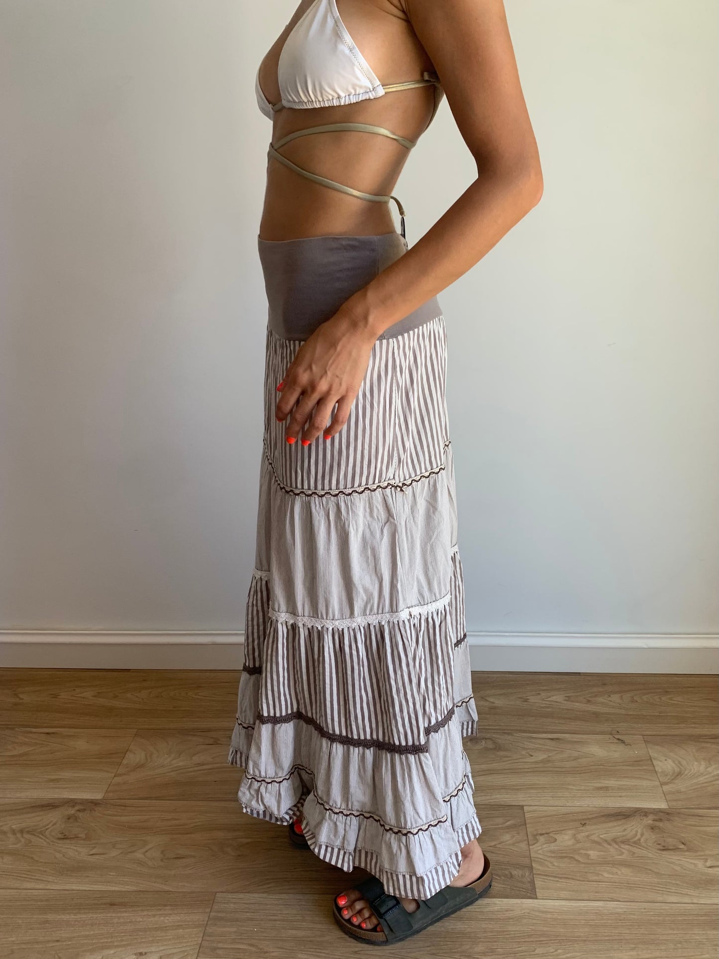 Tiered striped skirt