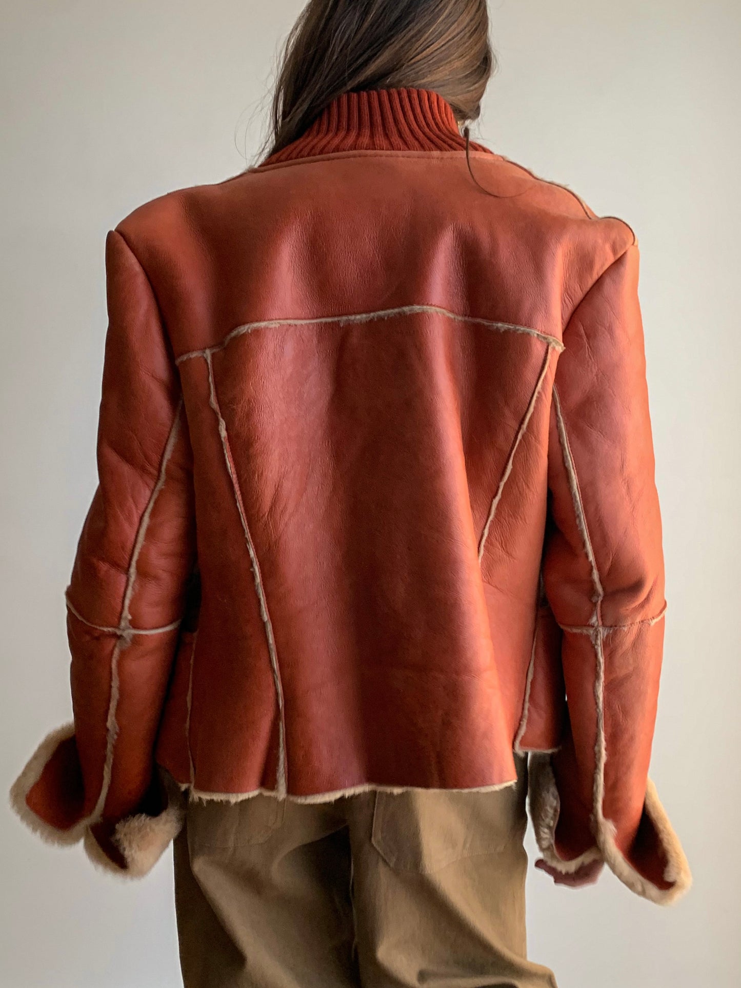 Burnt orange shearling
