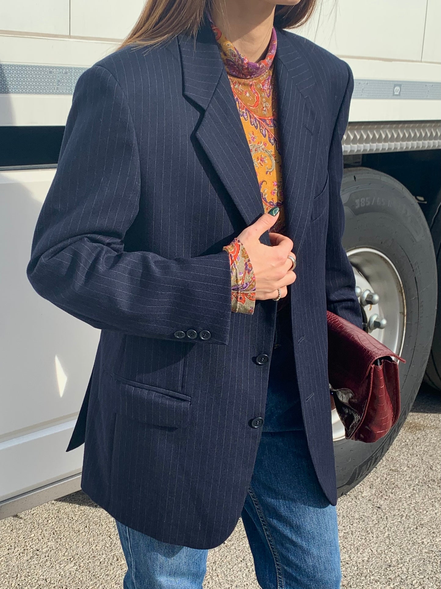 Gessato navy blazer