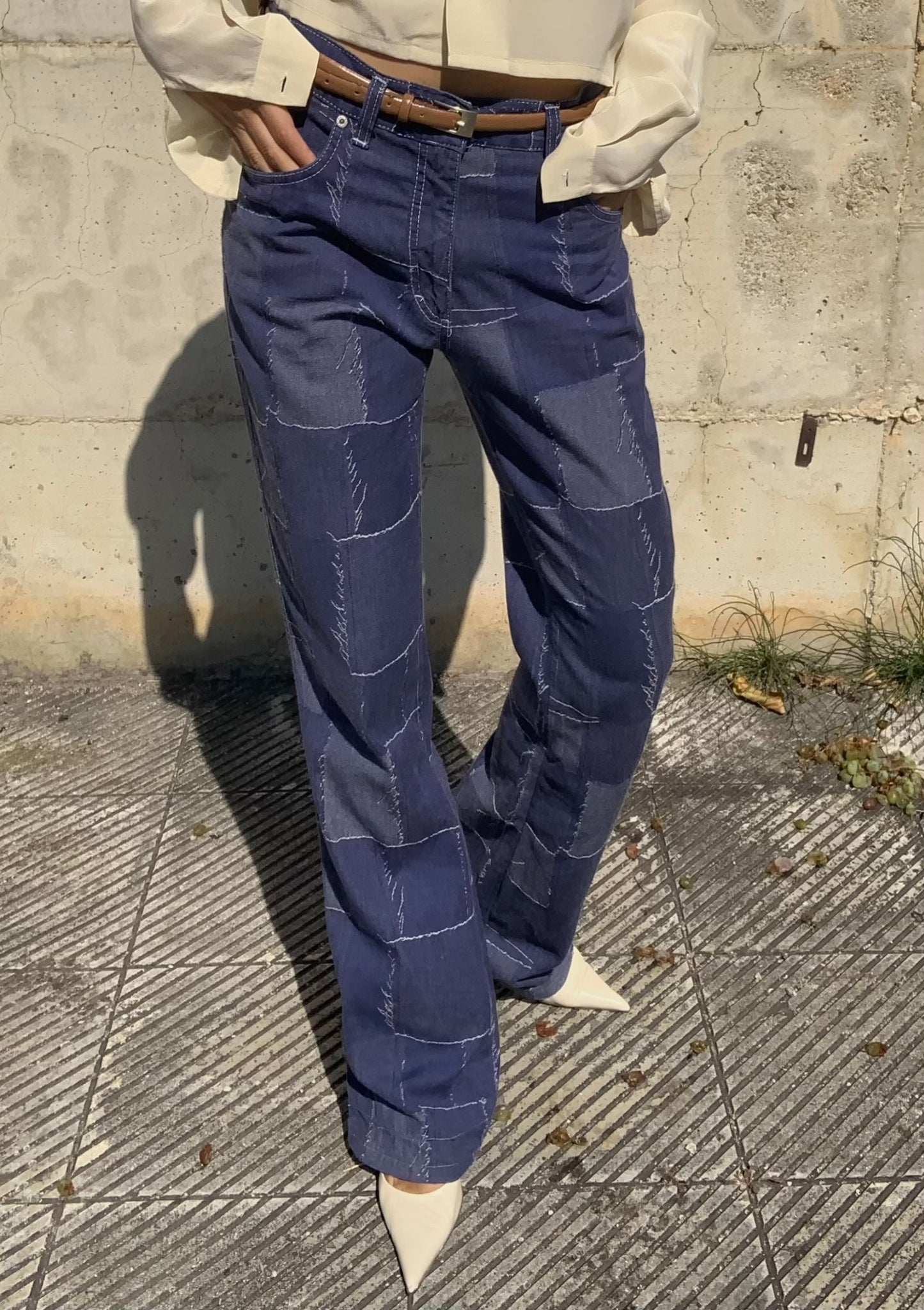 Y2k patchwork denim pants