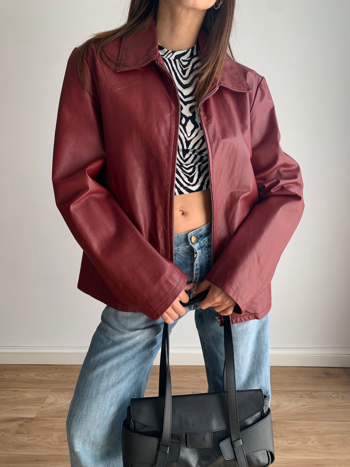 Burgundy leather jacket
