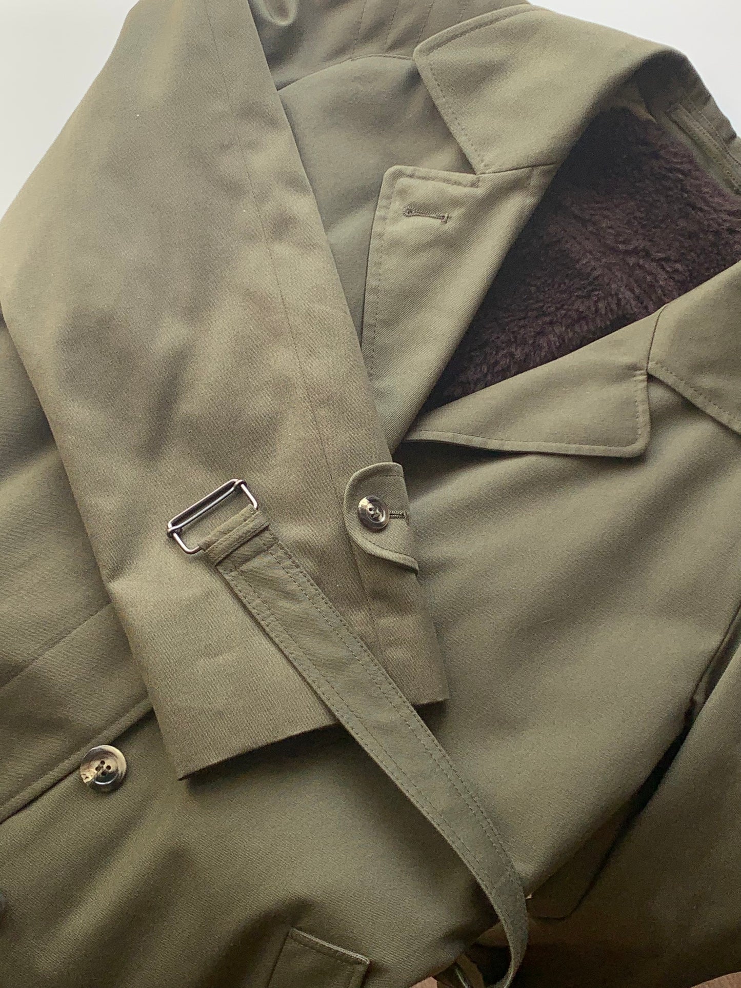 Vintage olive teddy trench coat