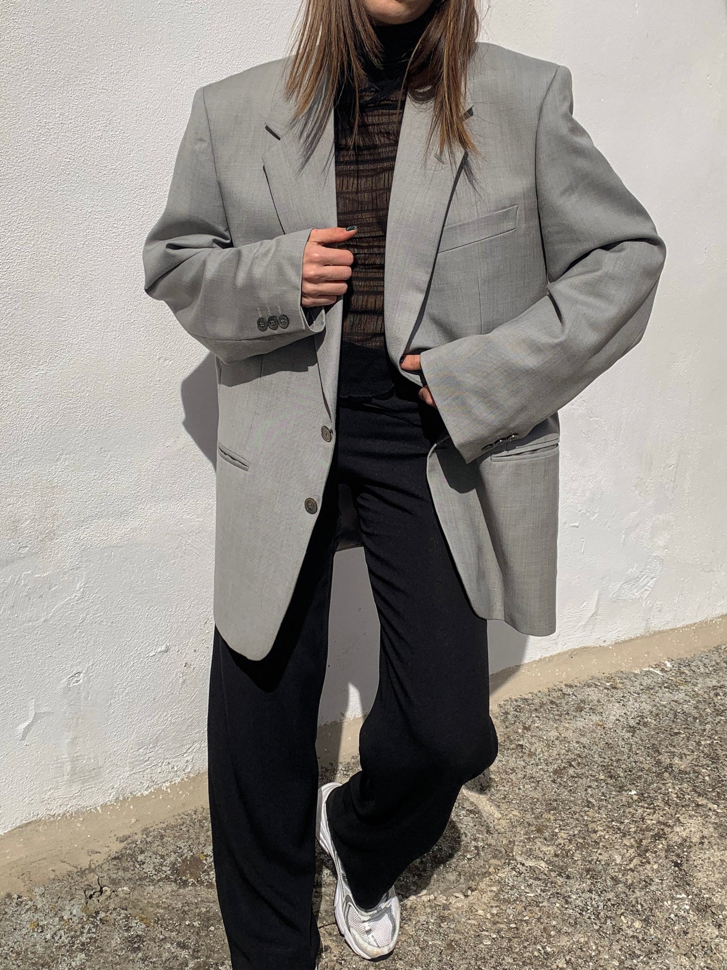 Stone grey oversized blazer