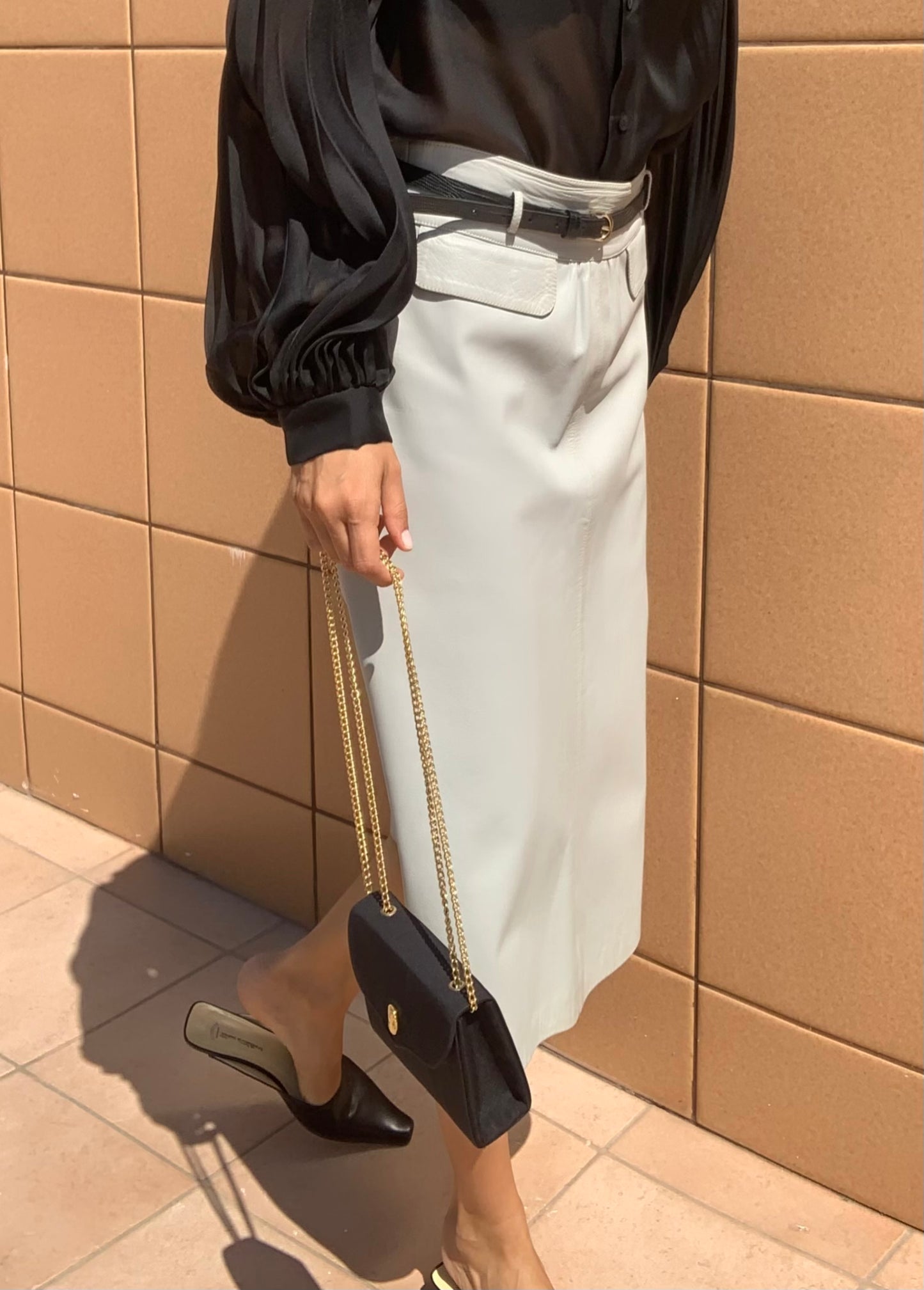 Trussardi midi leather skirt