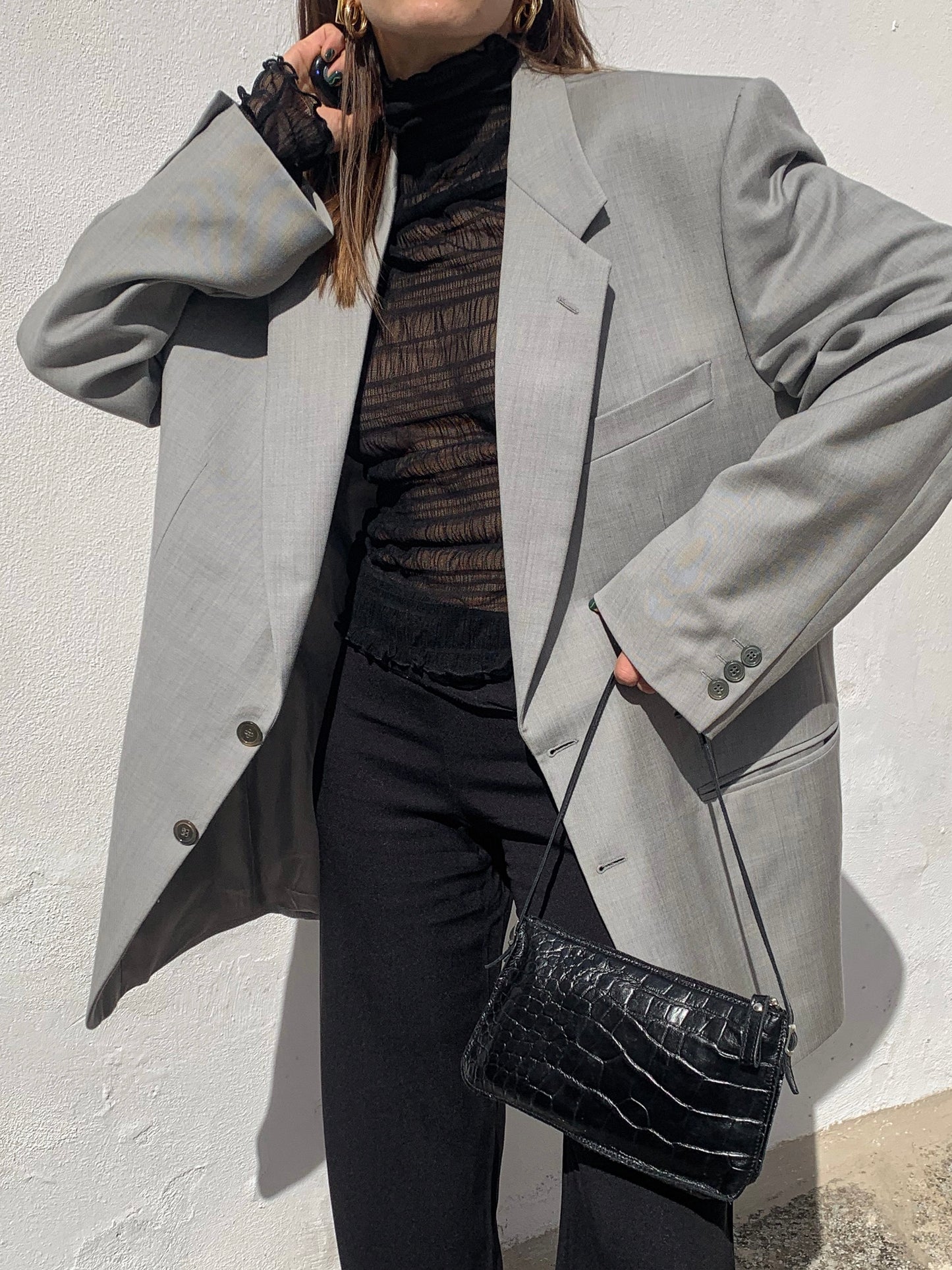 Stone grey oversized blazer