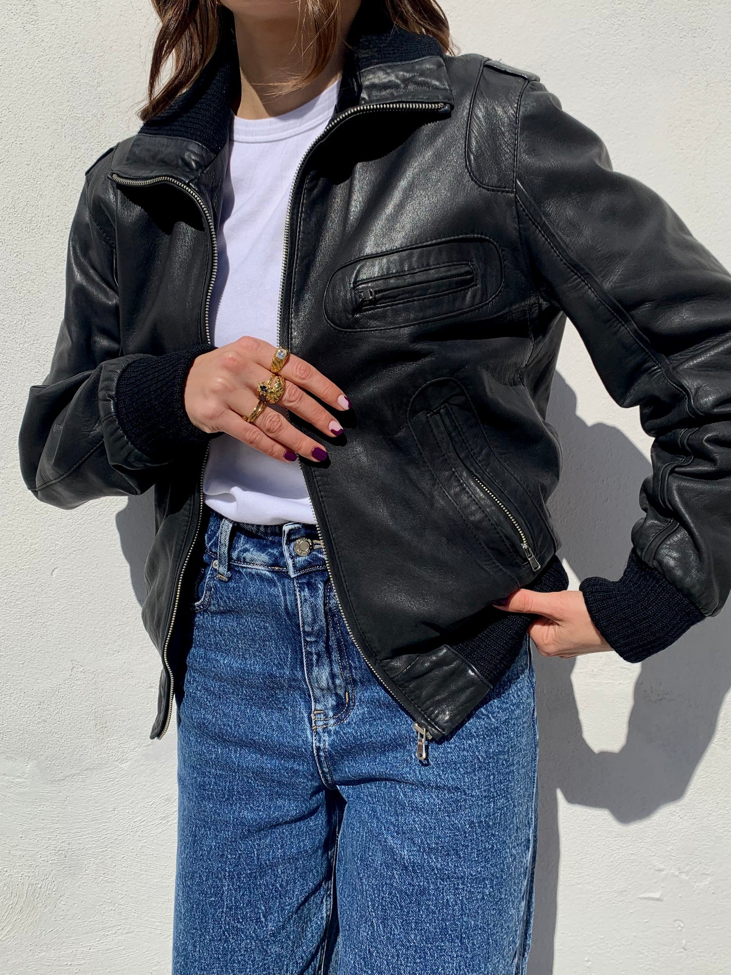 Vintage genuine leather bomber