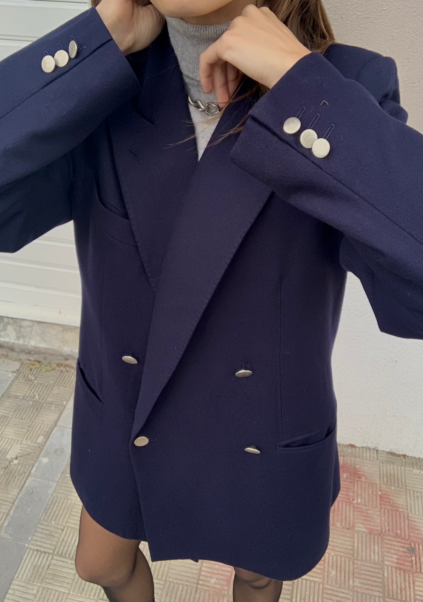 Vintage double-breasted navy blazer