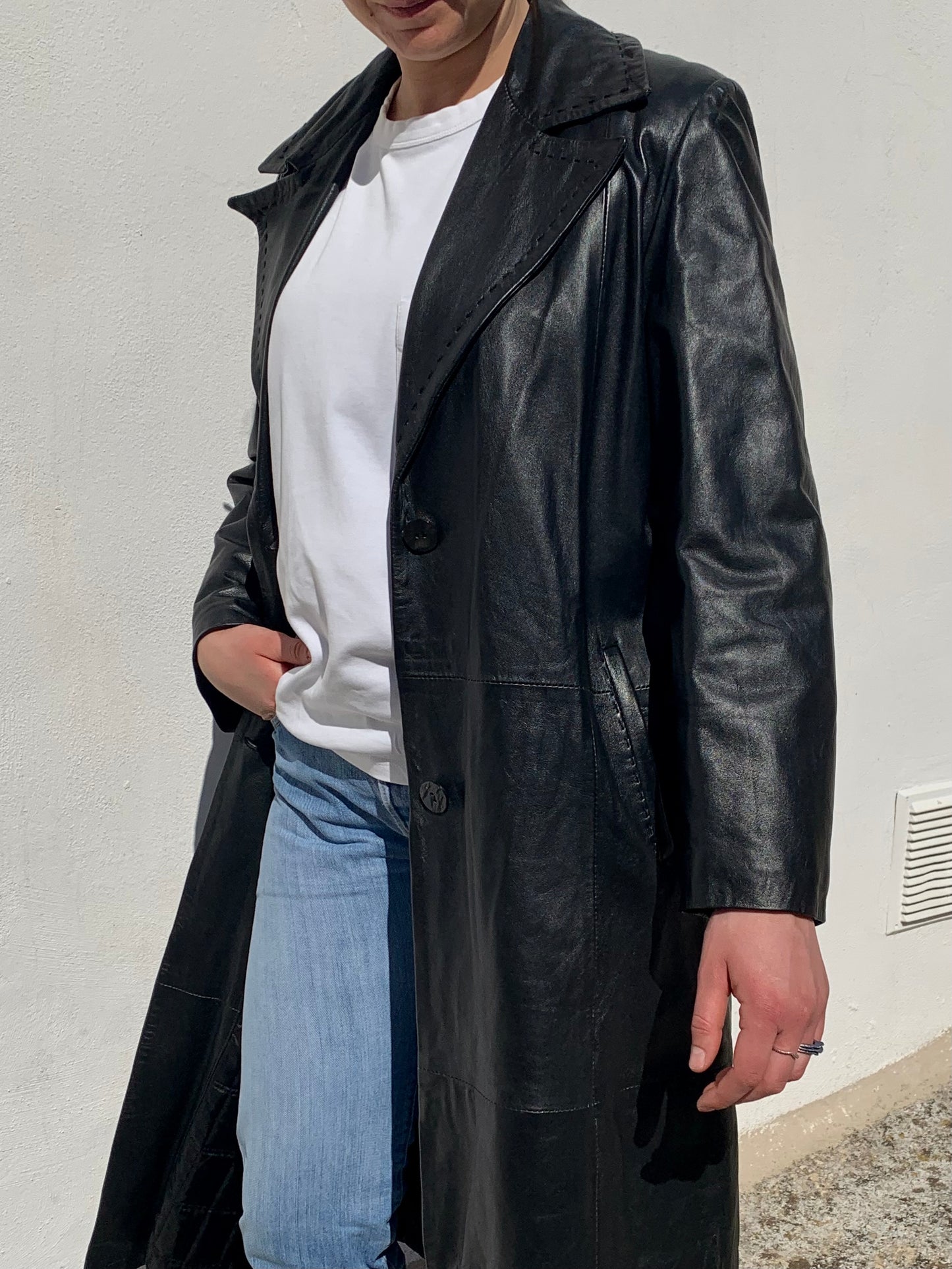 Vintage x-long leather trench coat