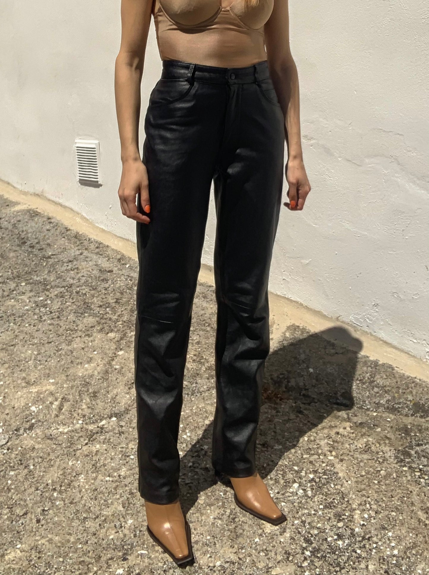 Vintage real leather pants