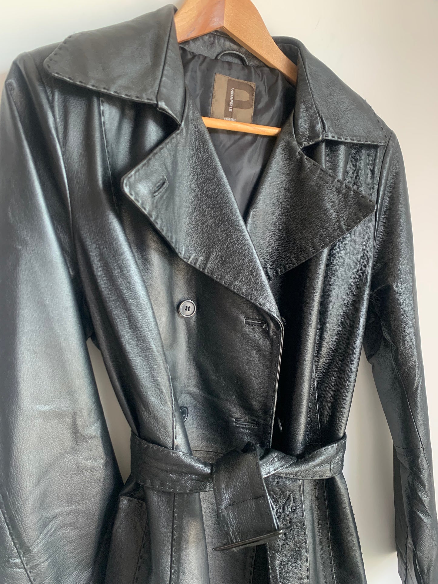 Vintage double-breasted leather trench coat