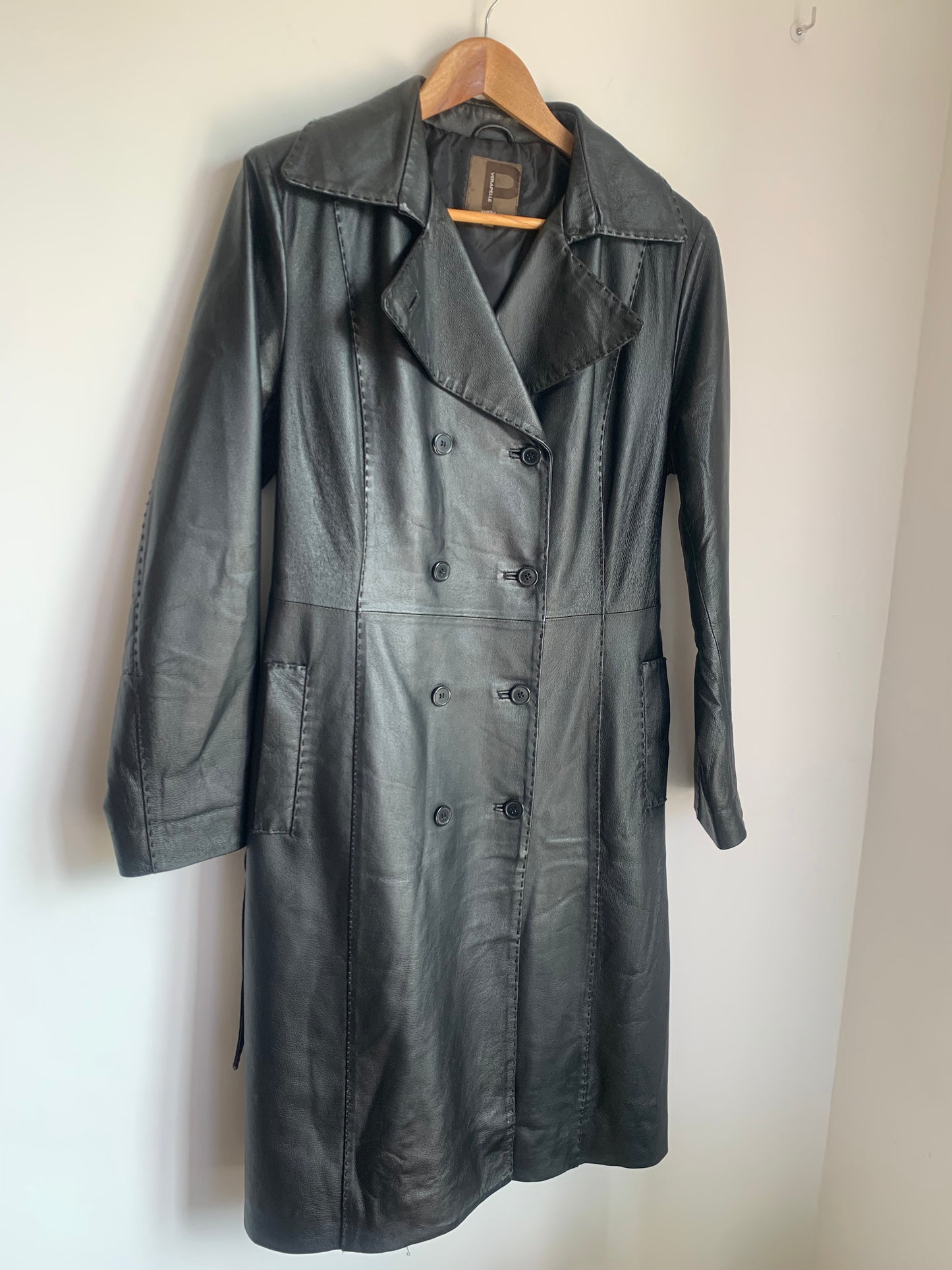 Vintage double-breasted leather trench coat