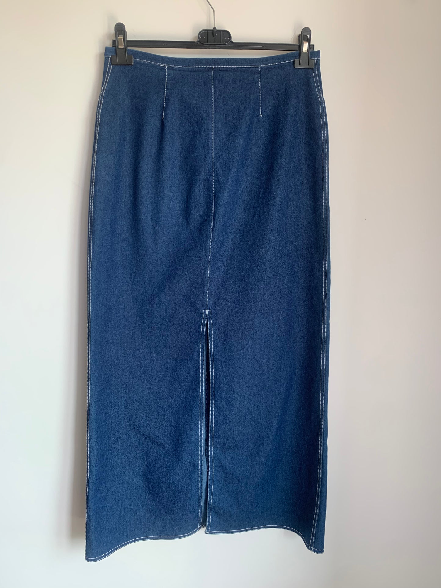 Vintage denim long slit skirt