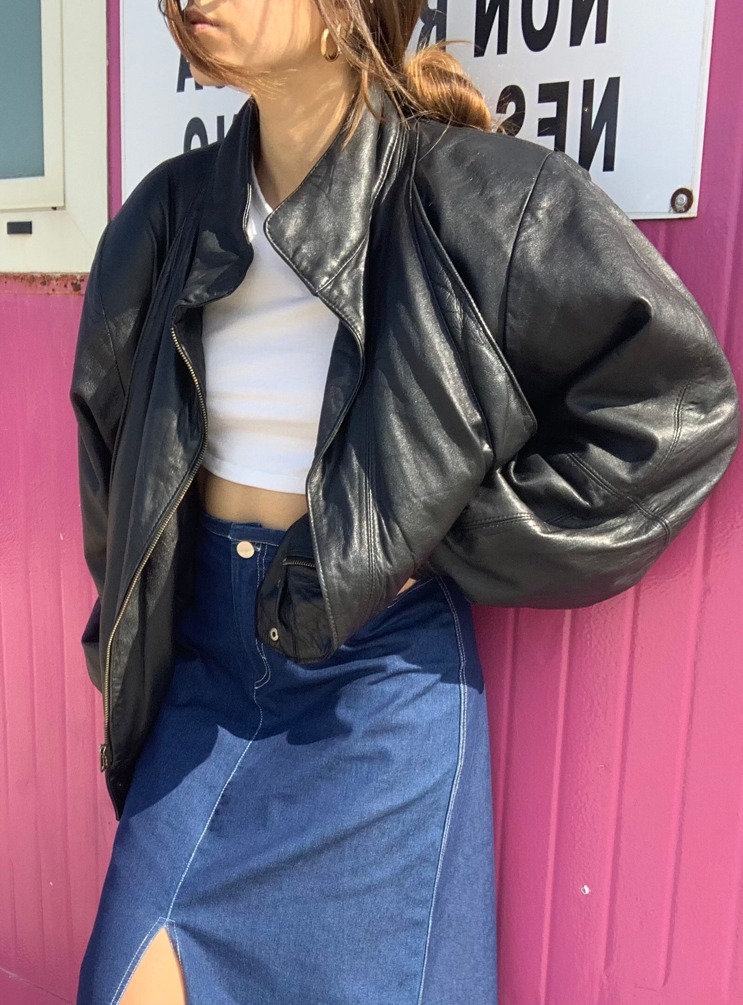 Bomber leather jacket