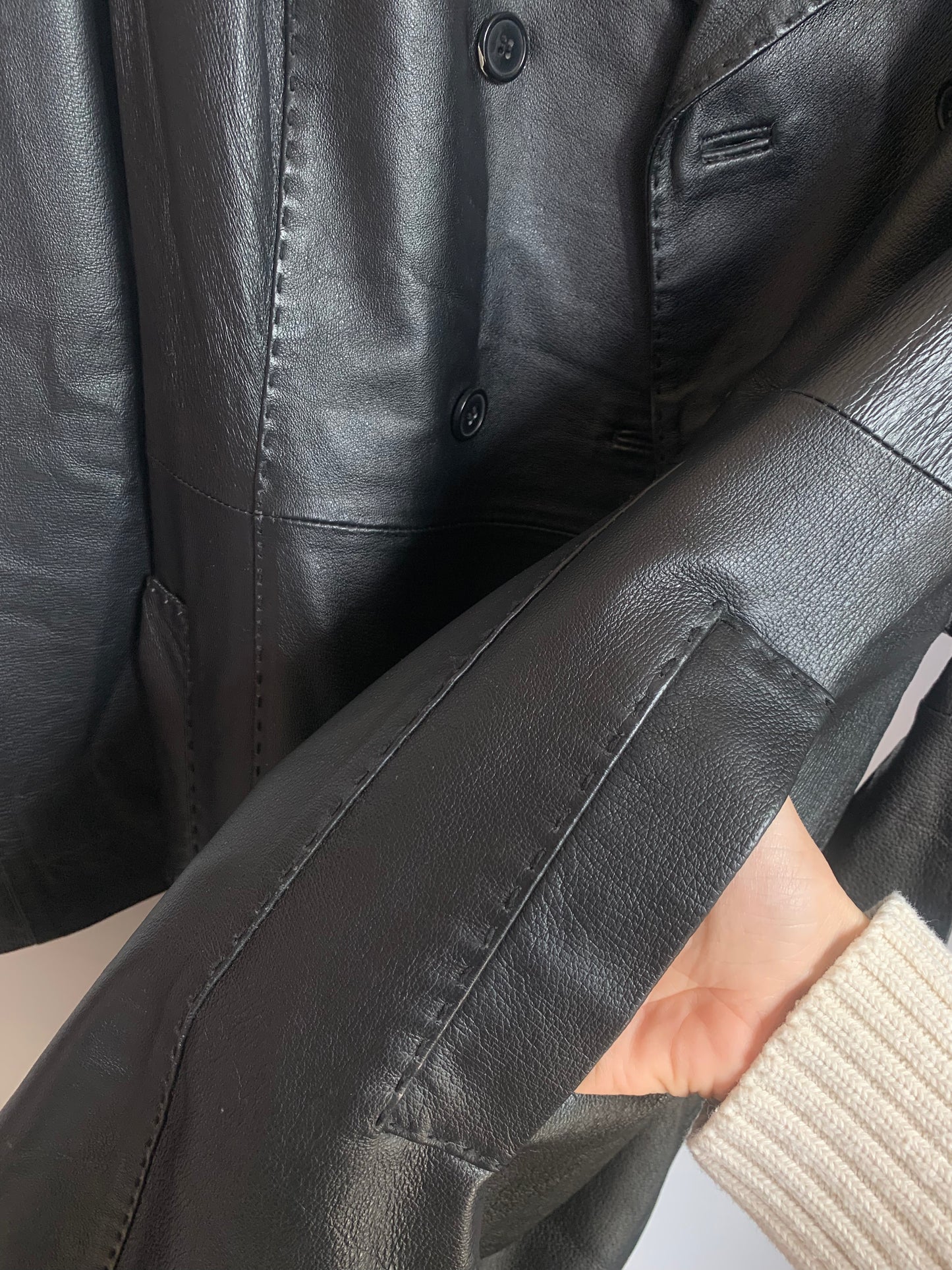 Vintage double-breasted leather trench coat