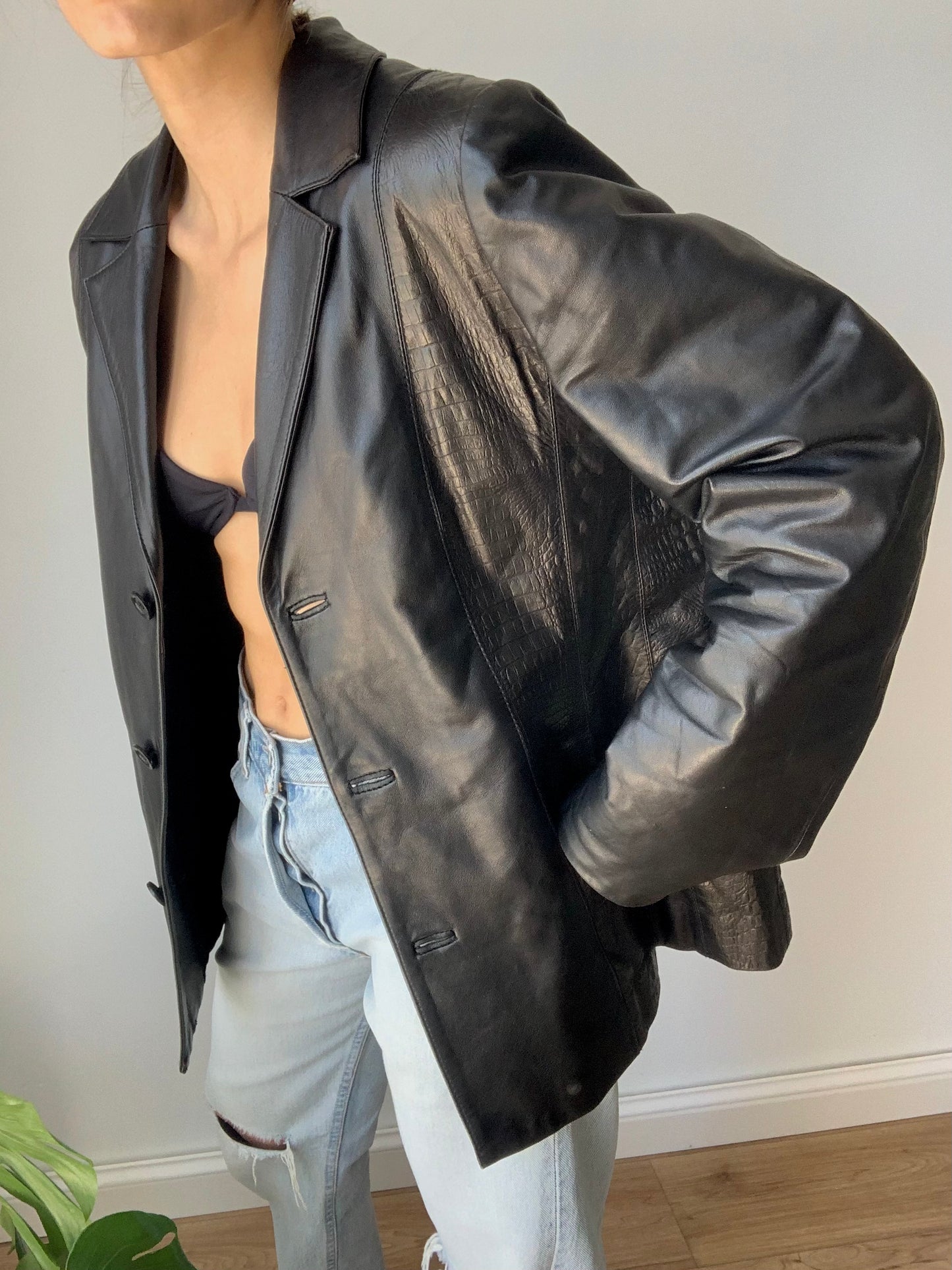Vintage cocco leather blazer