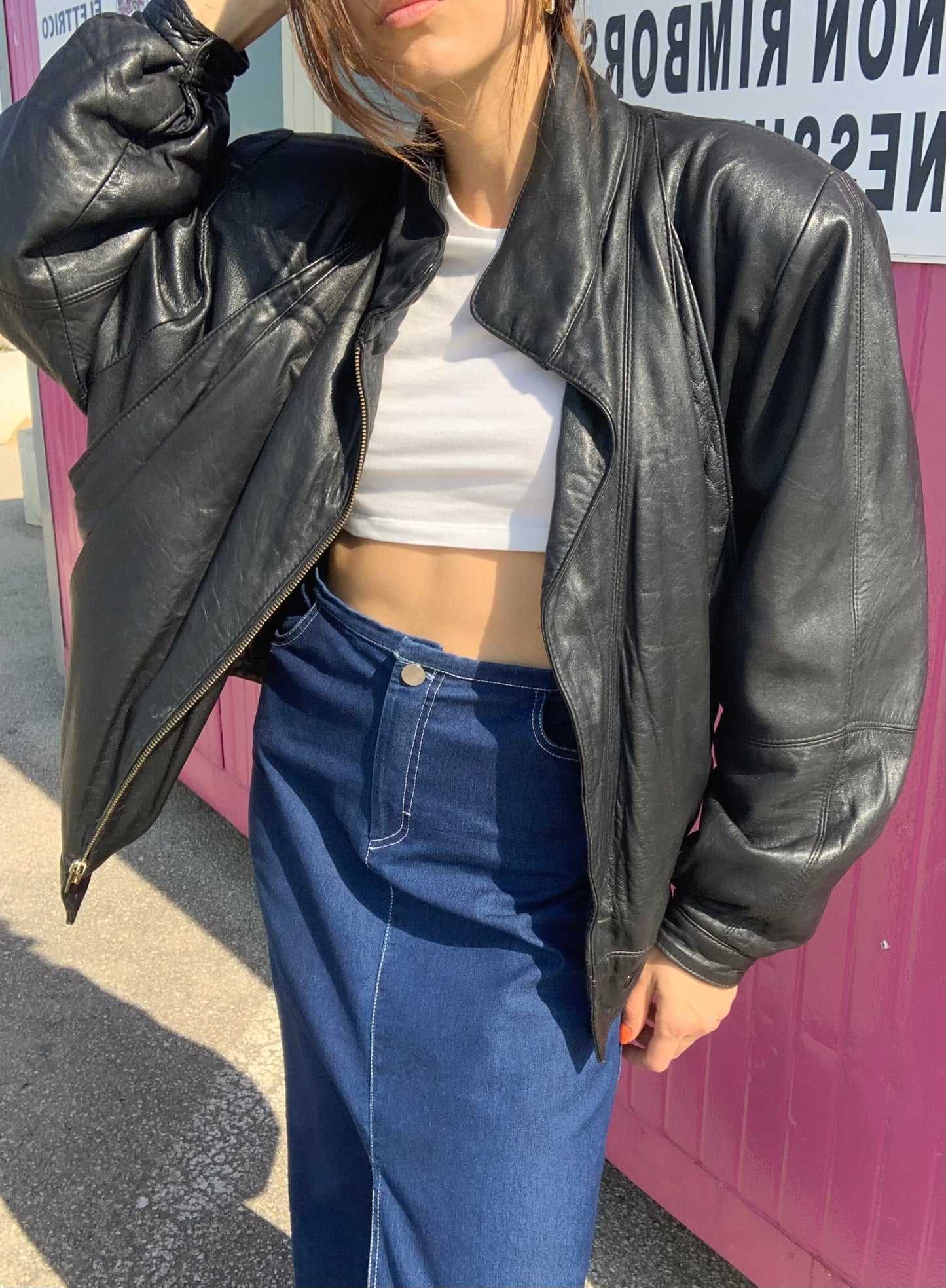 Bomber leather jacket