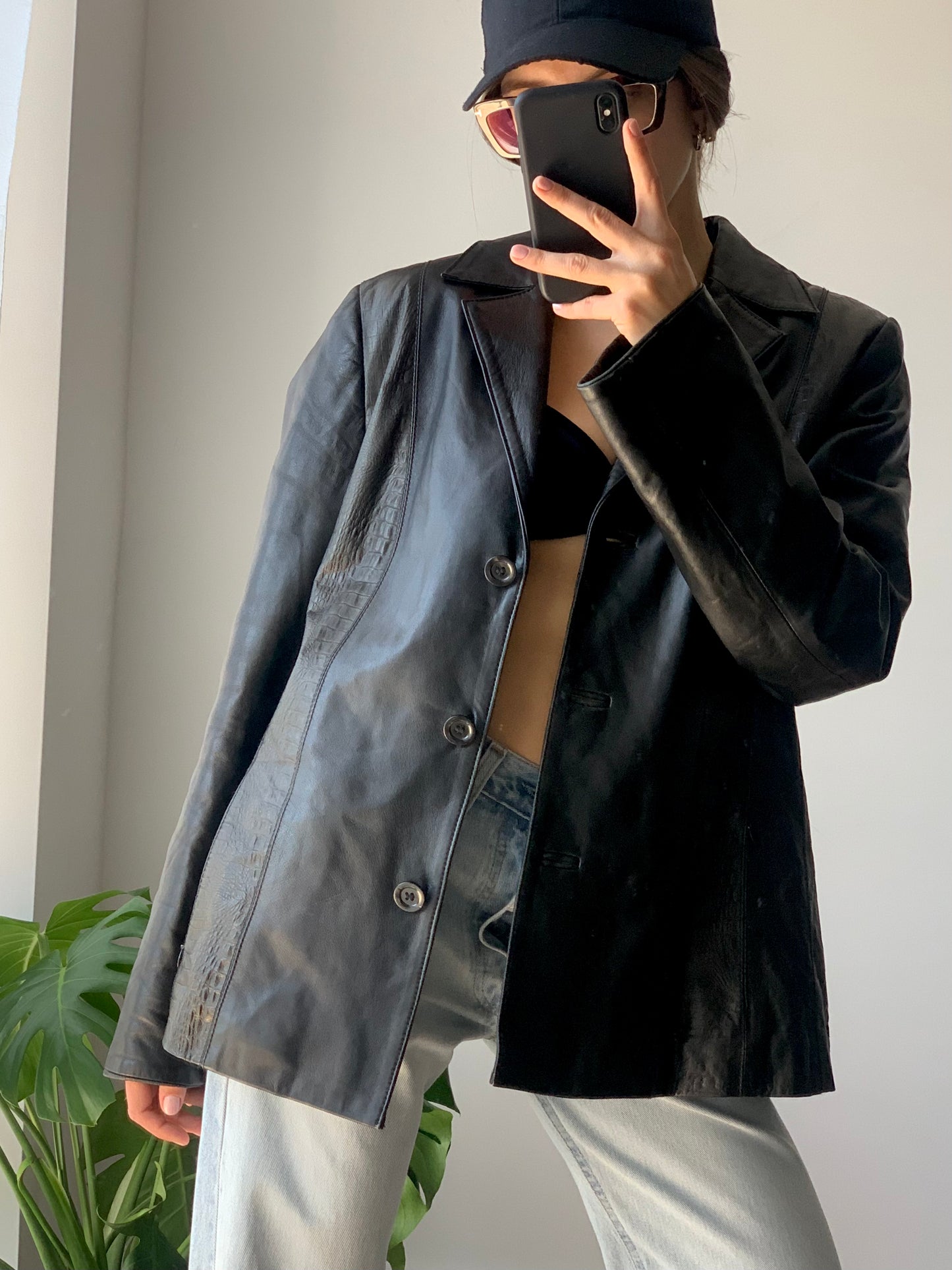 Vintage cocco leather blazer