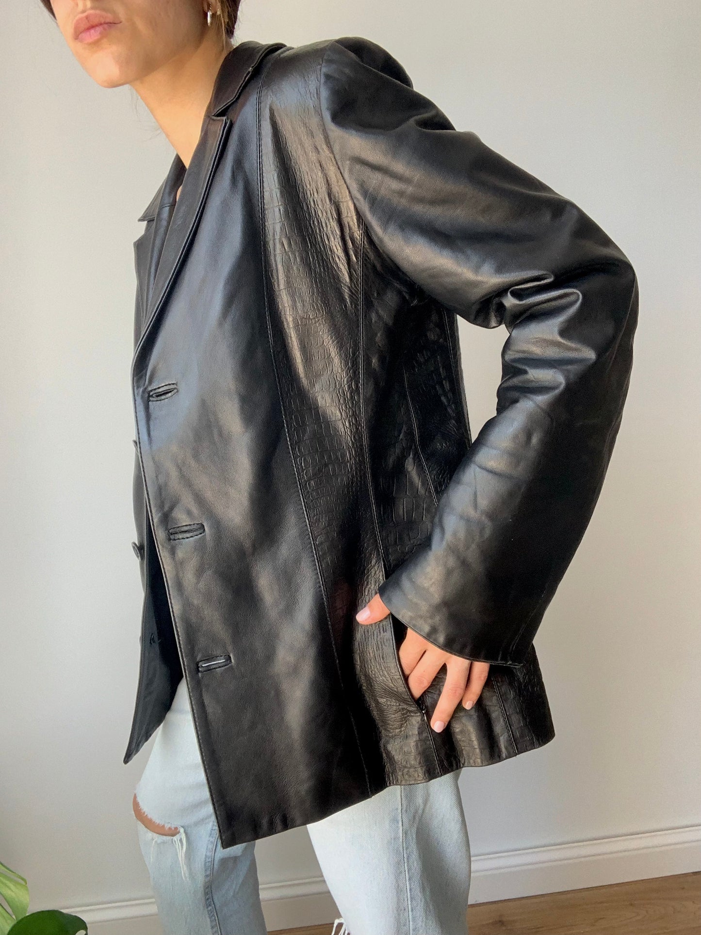Vintage cocco leather blazer