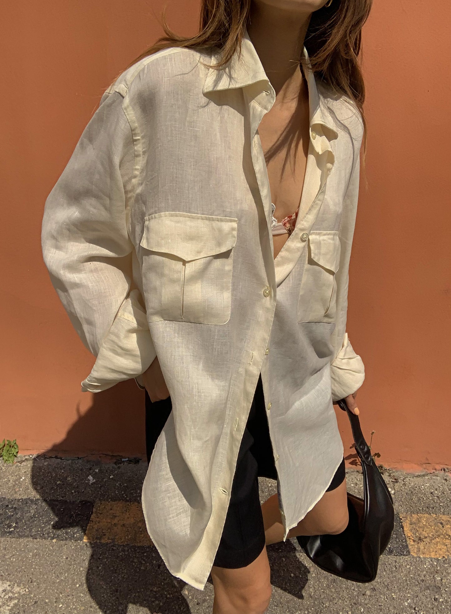 Pure linen oversized shirt