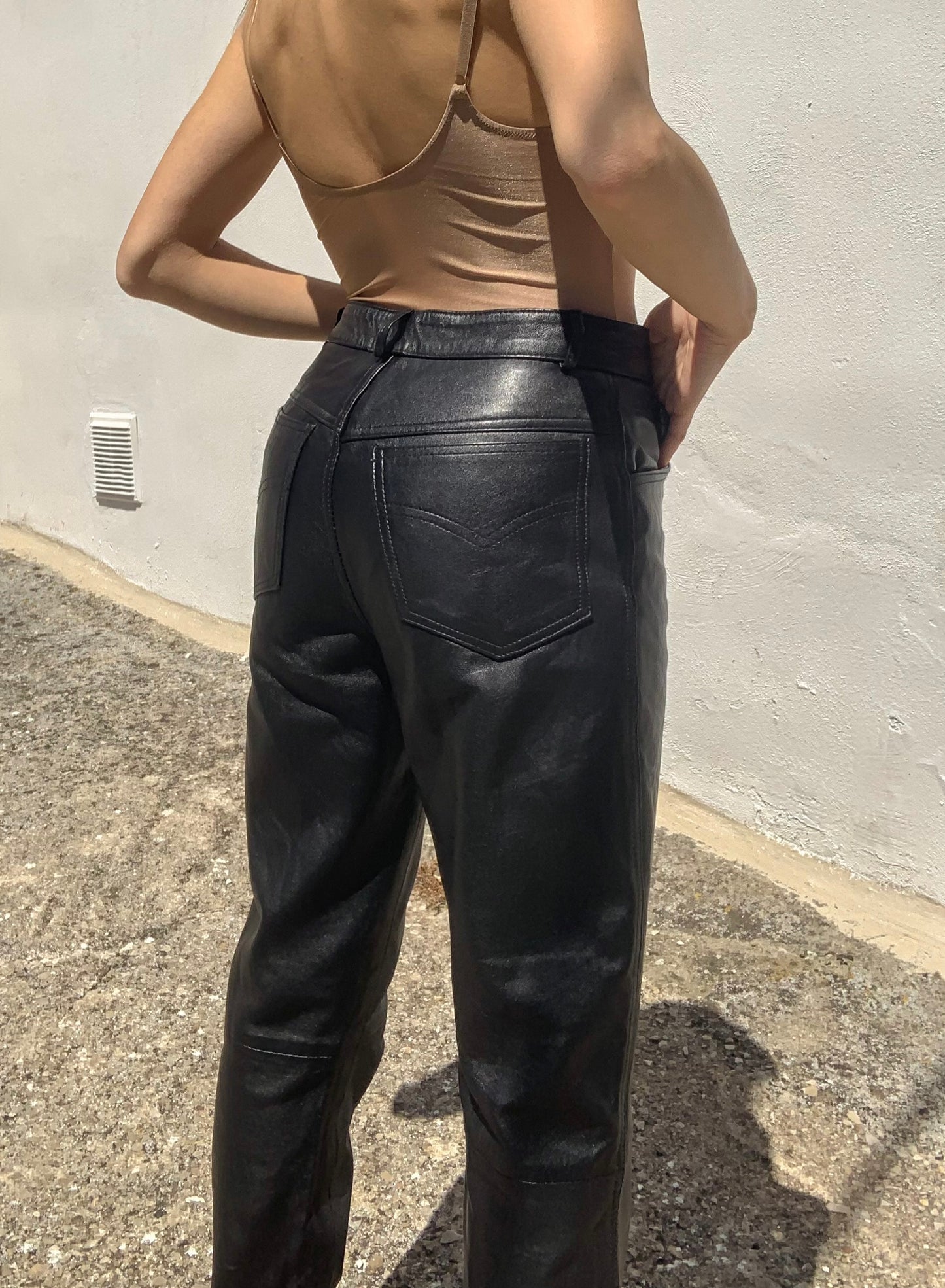Vintage real leather pants