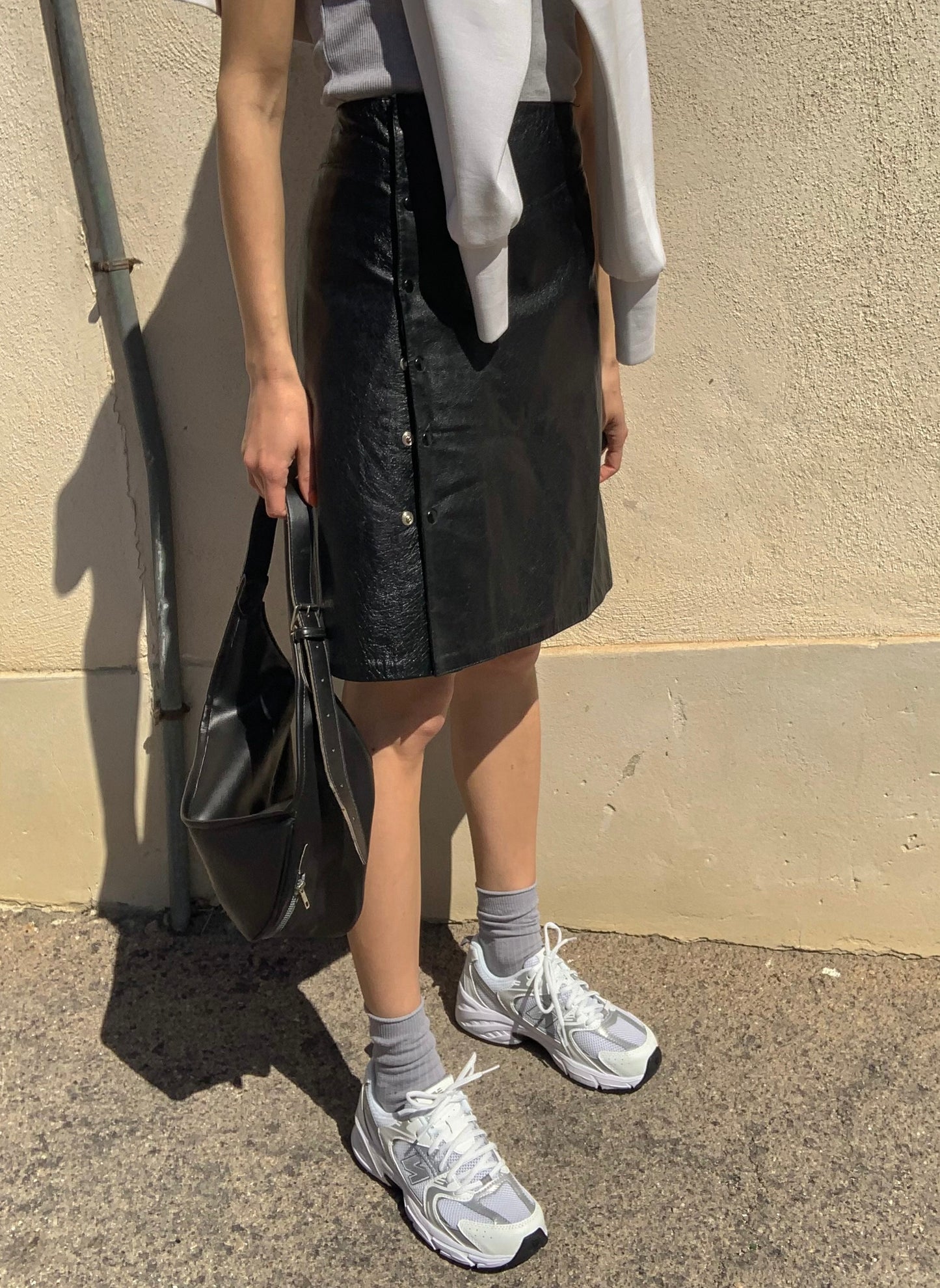Vintage leather wrap skirt