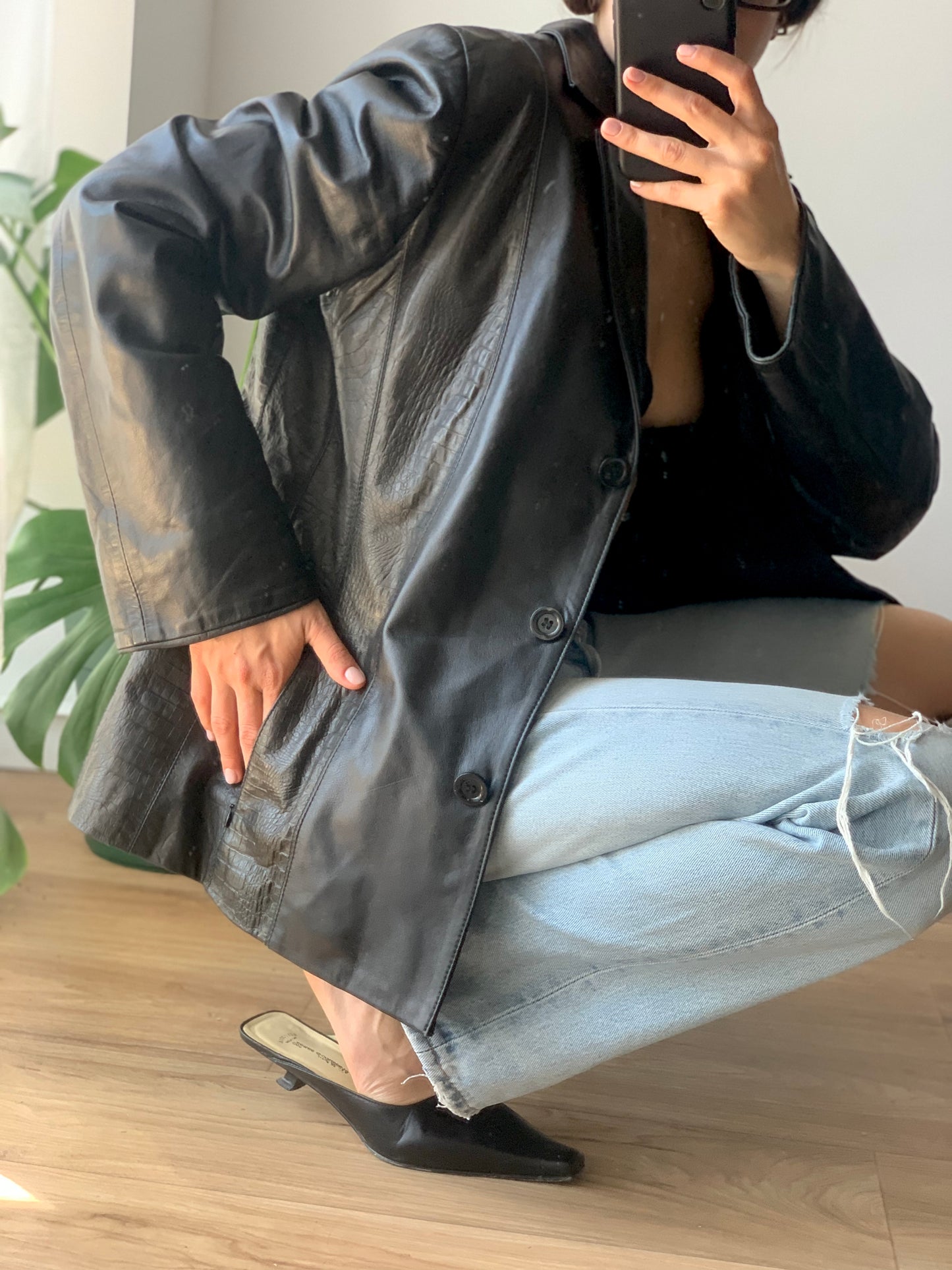 Vintage cocco leather blazer
